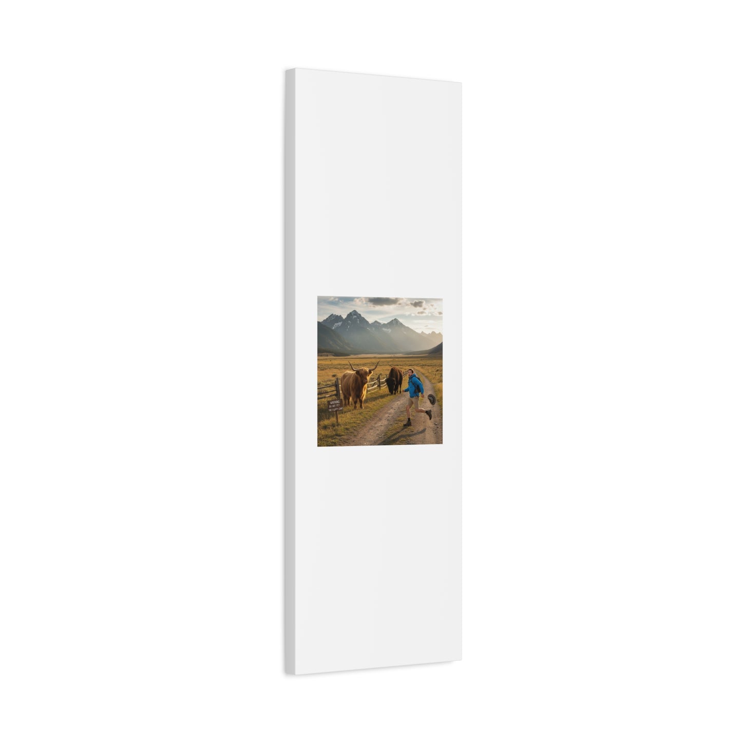 Chased by a Buffalo Canvas | wholesome sarcasm print, soft humor wall art