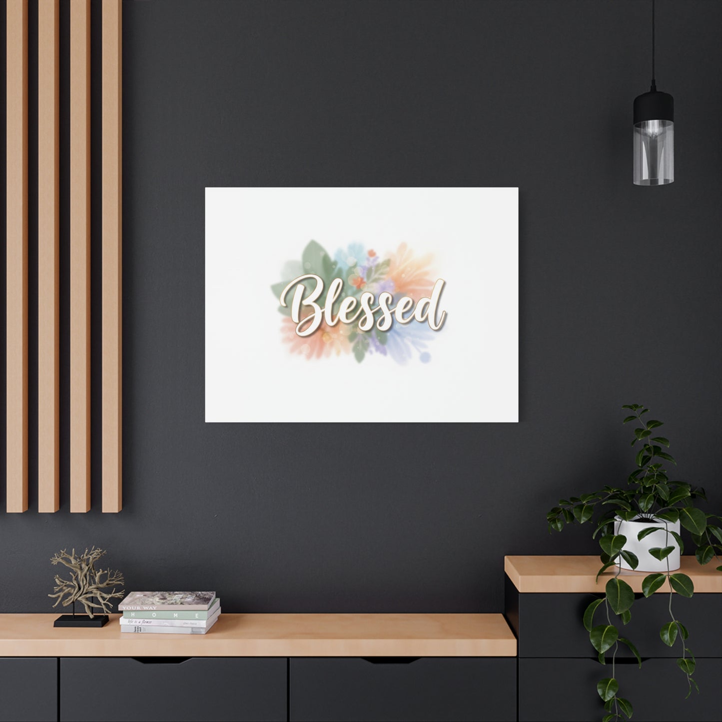 Blessed Floral Script Canvas