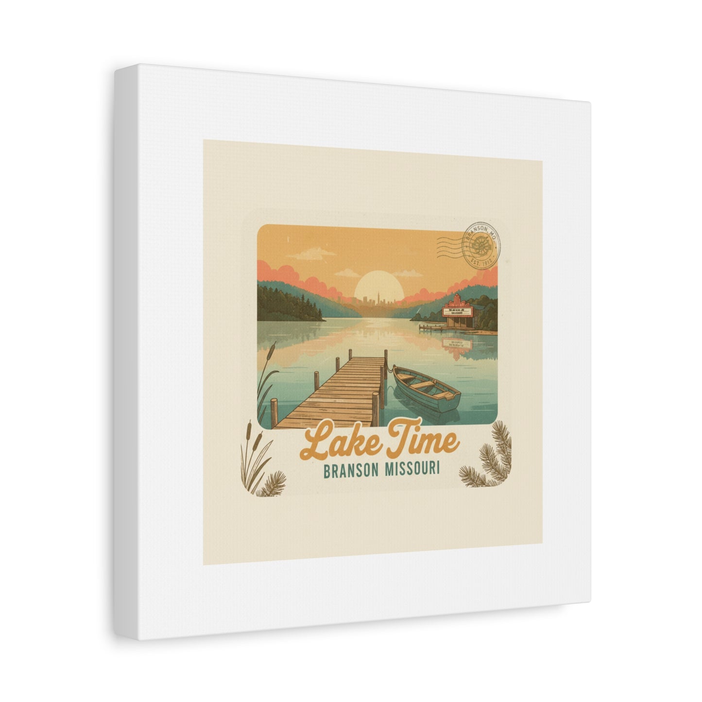 Vintage Postcard Canvas Lake Time Print