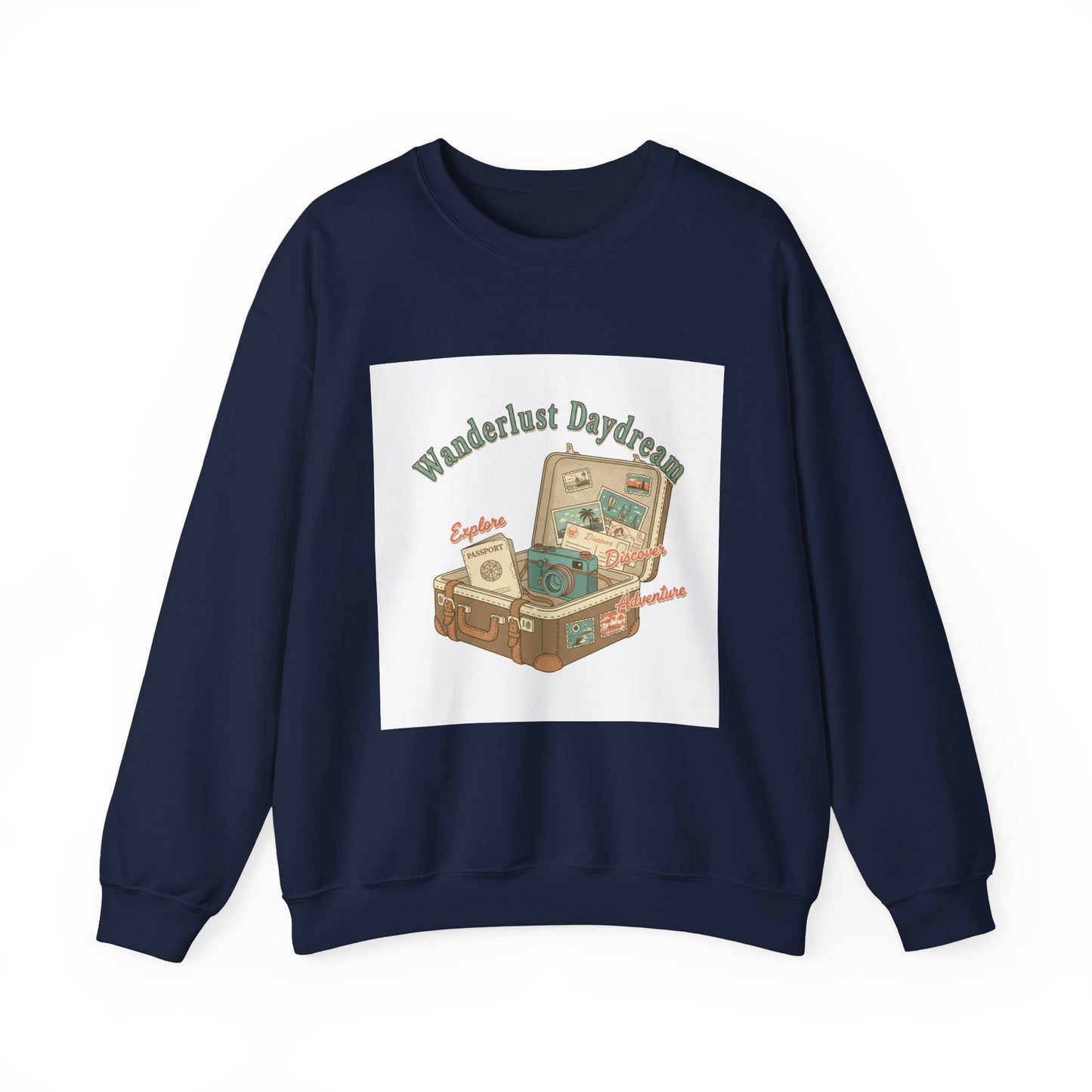 Wanderlust Daydreams suitcase illustration Sweatshirt | retro travel stamp, postcard vintage