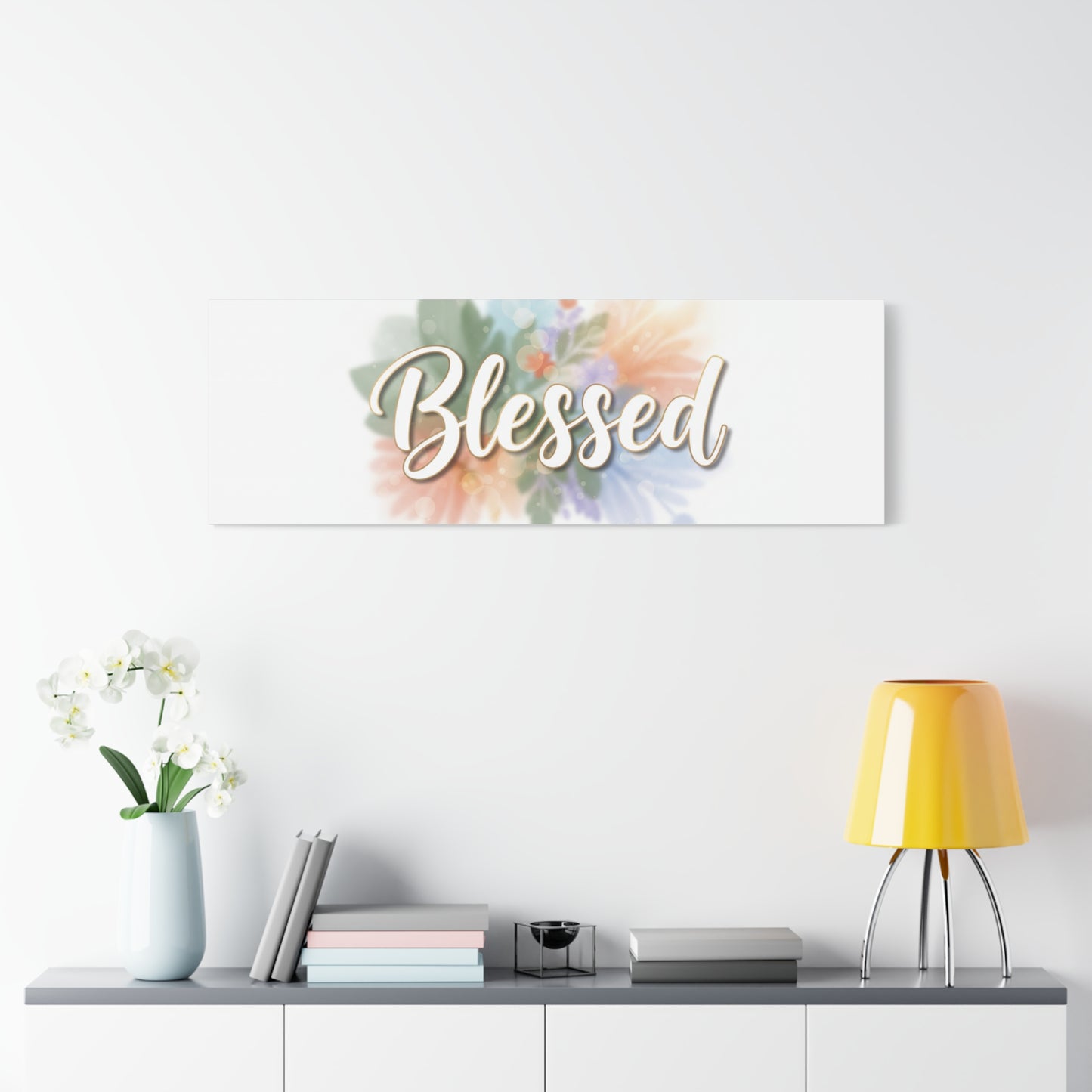 Blessed Floral Script Canvas