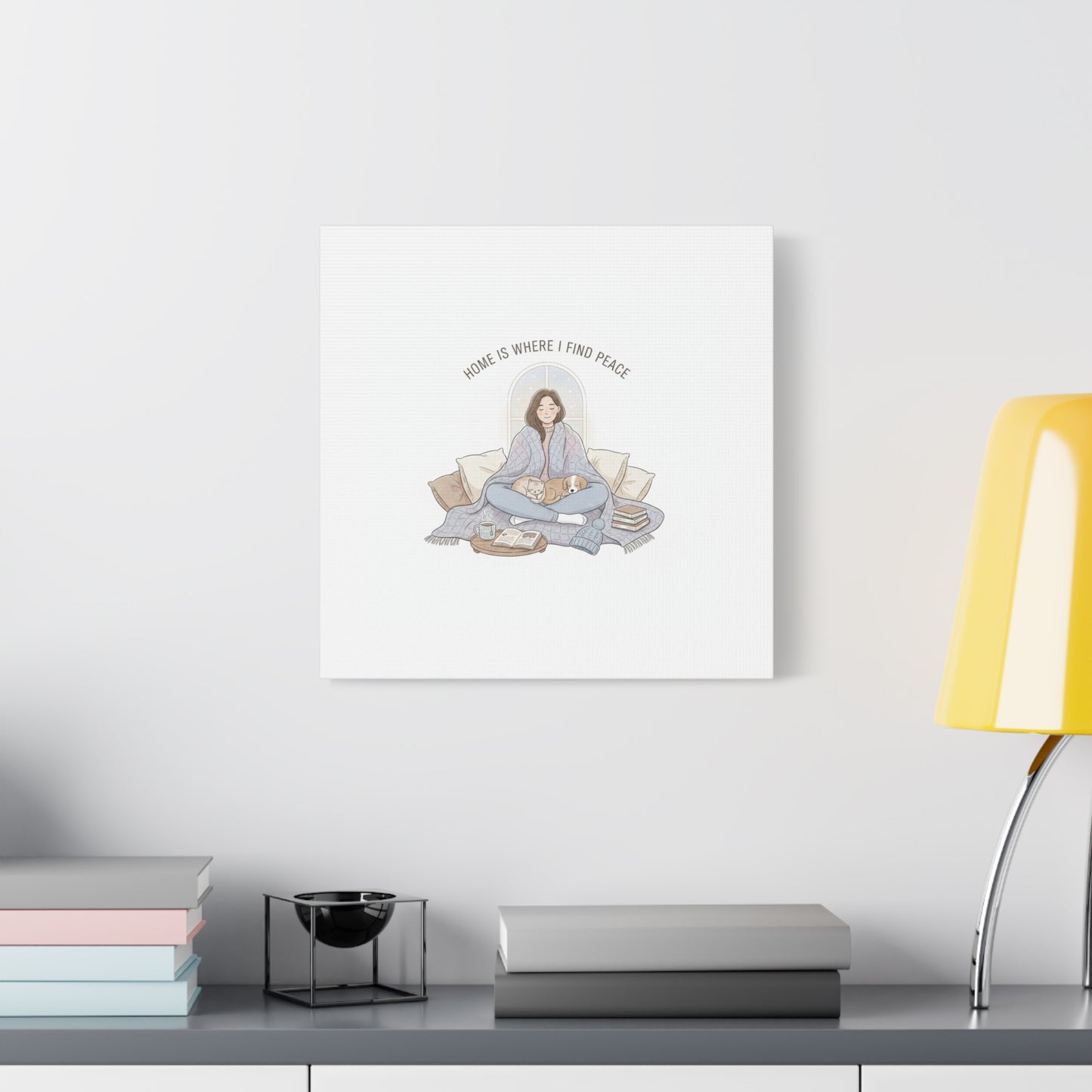 Home Is Where I Find Peace Canvas | Cozy Homebody Wall Art, Introvert Winter