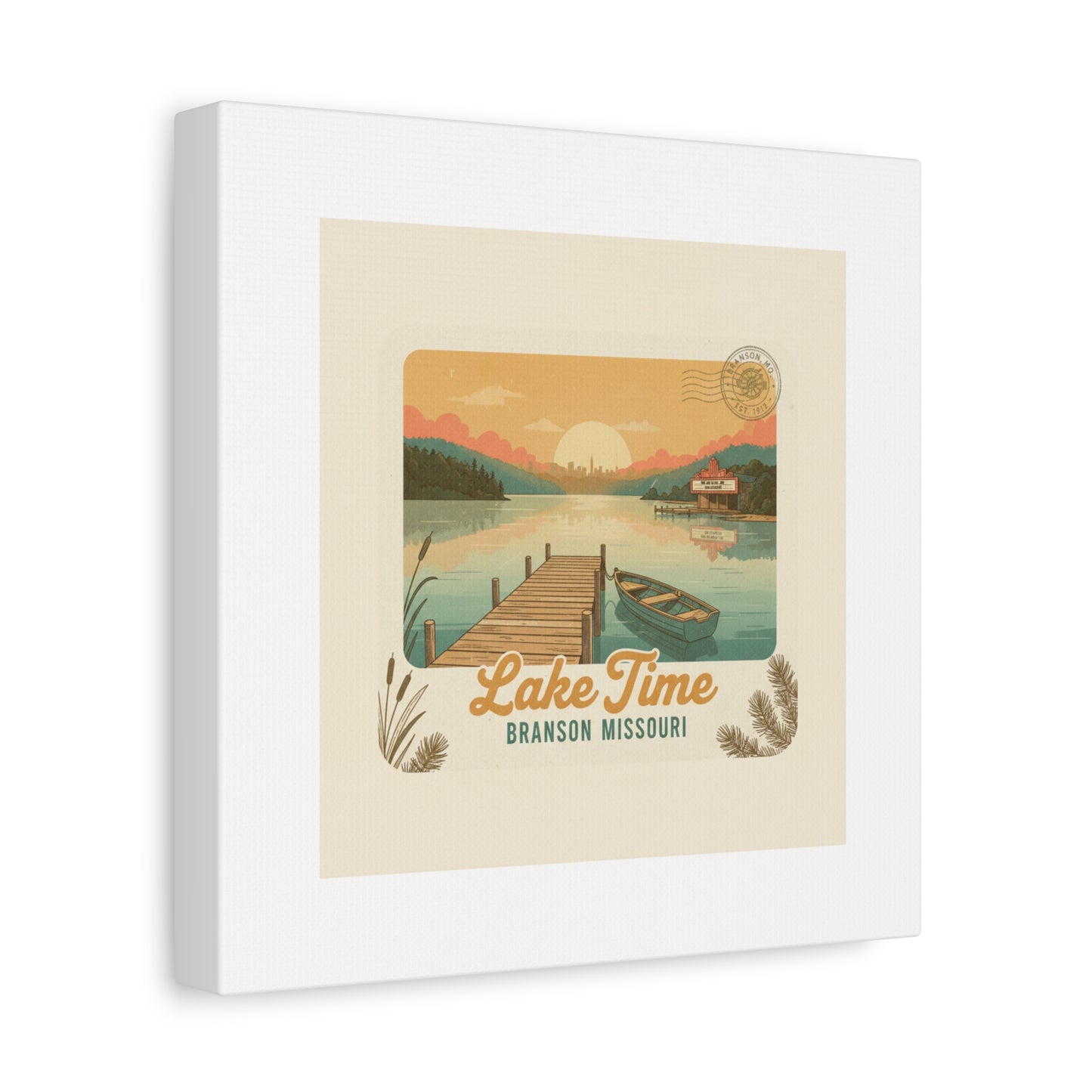 Vintage Postcard Canvas Lake Time Print