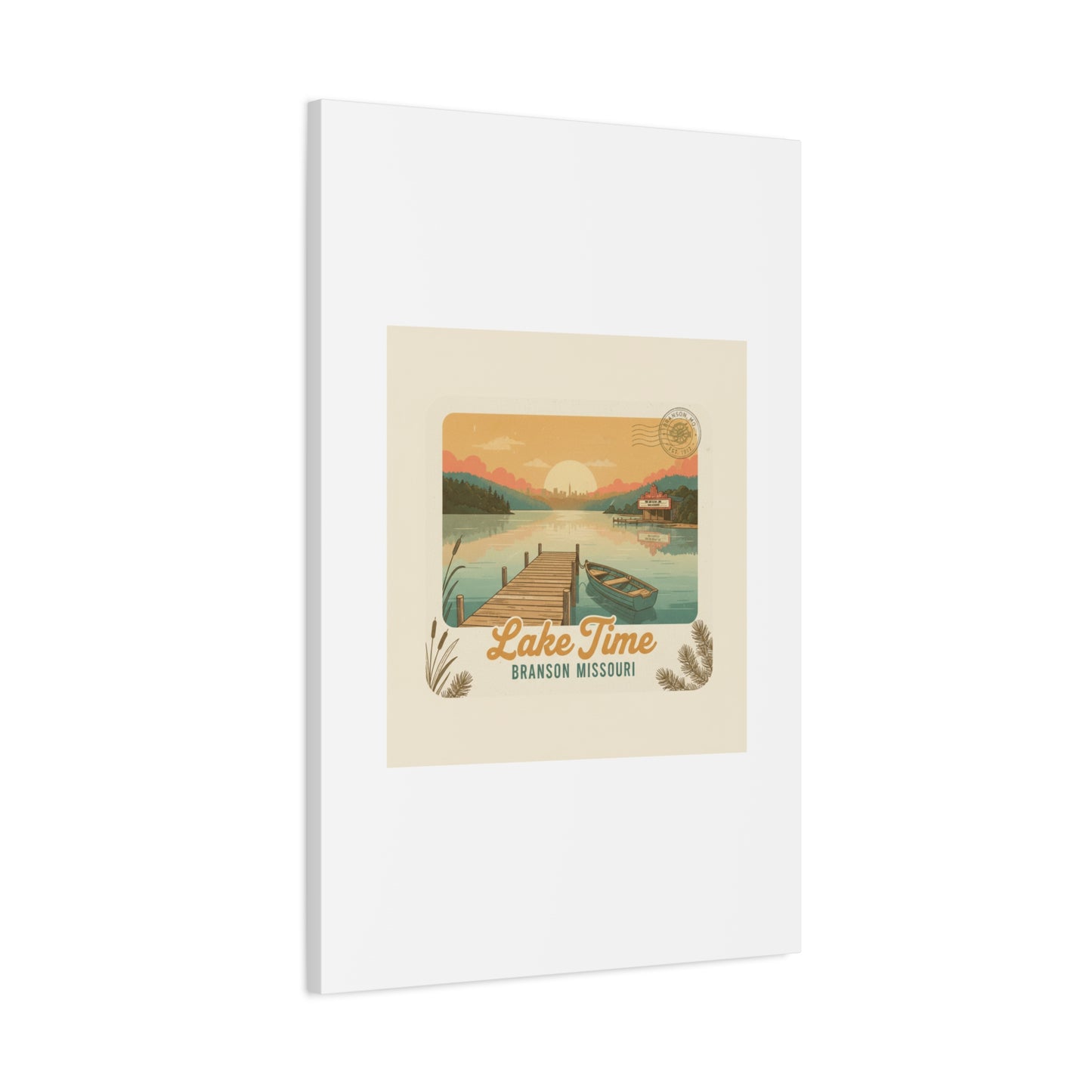Vintage Postcard Canvas Lake Time Print