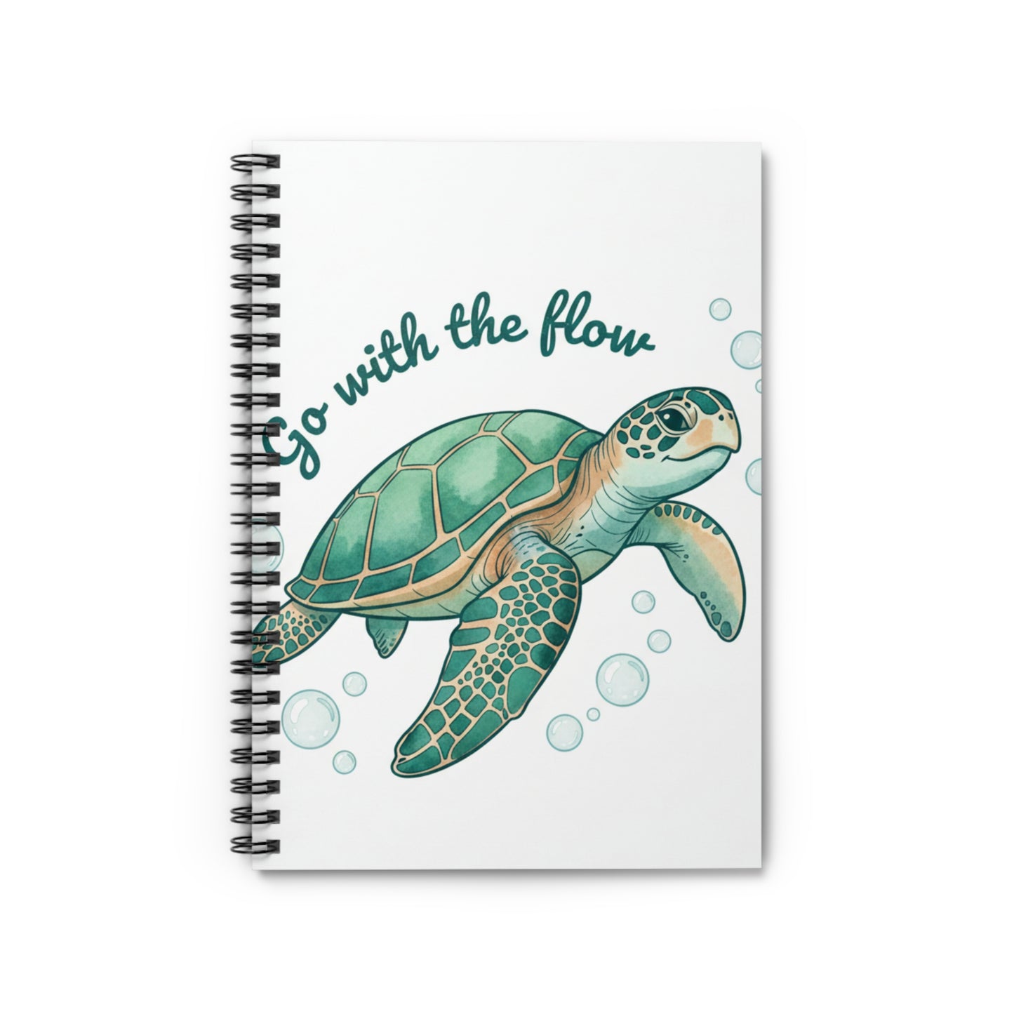 Sea Turtle Spiral Notebook — "Go With the Flow" Ruled Journal