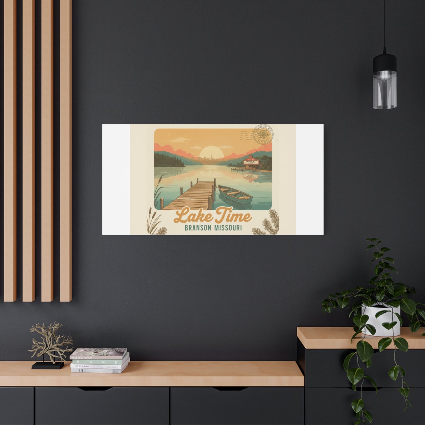 Vintage Postcard Canvas Lake Time Print