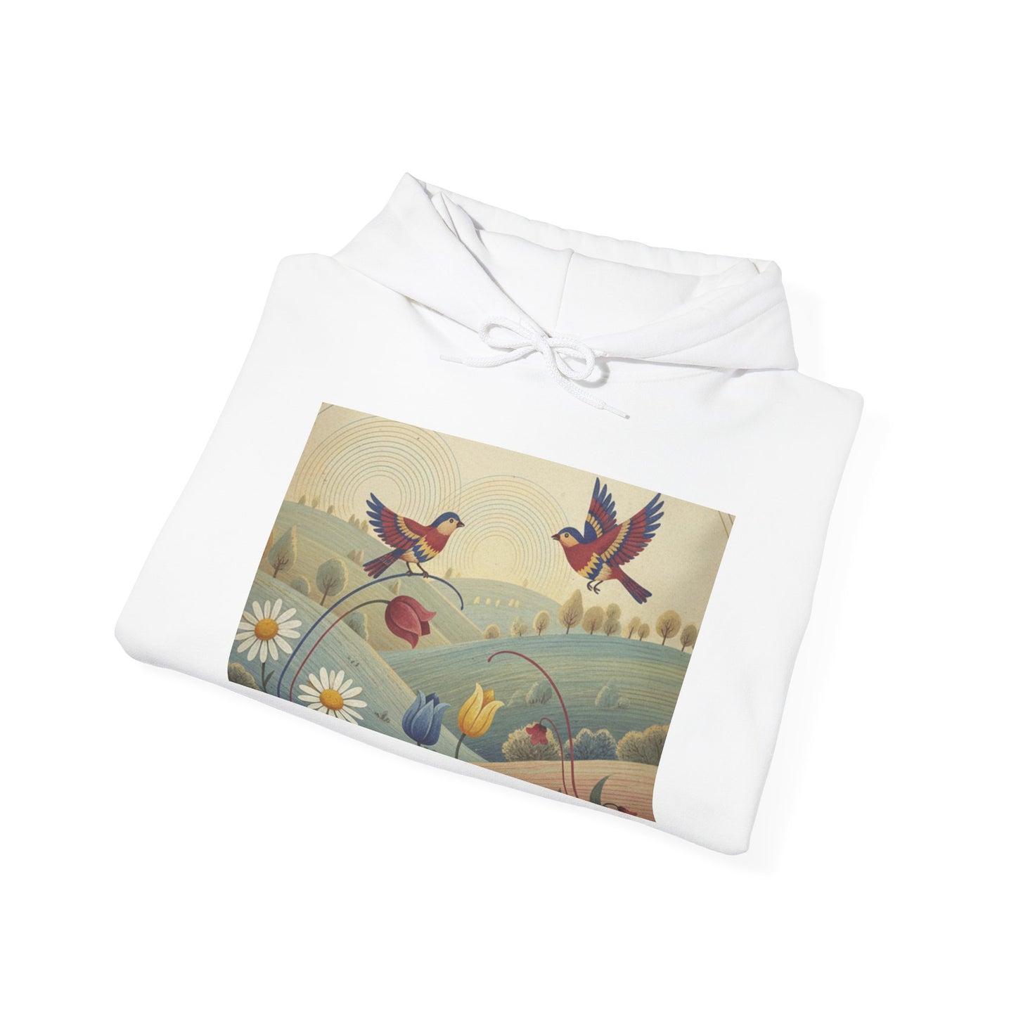 Spring flower and bird Unisex Heavy Blend™ Hooded Sweatshirt