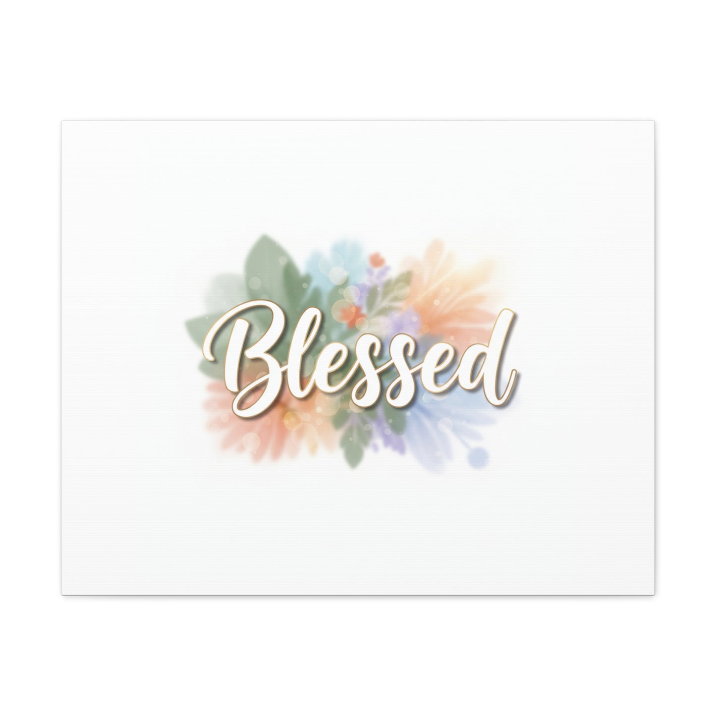 Blessed Floral Script Canvas