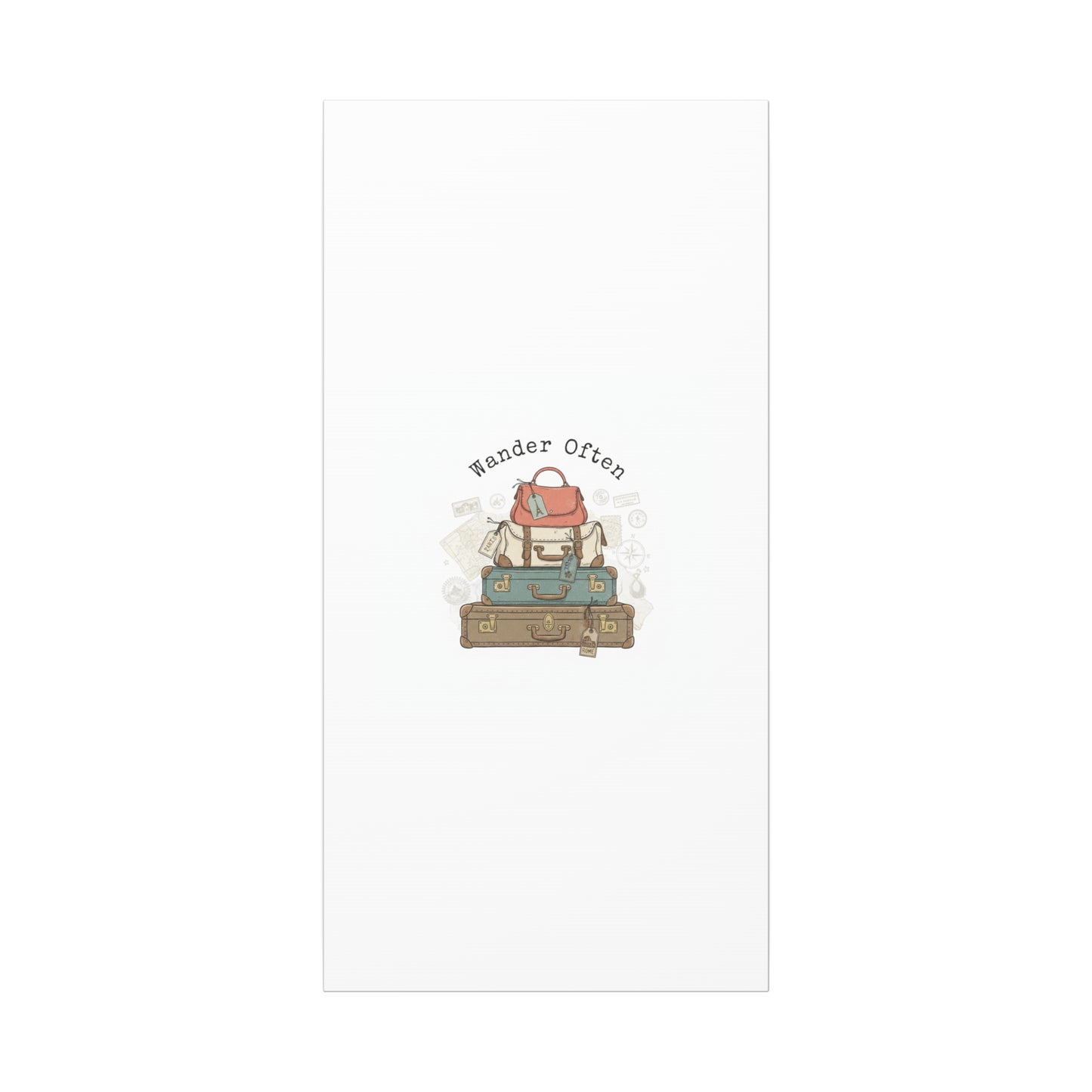 Wander Often Vintage Luggage Stack Canvas, travel stamps | passport stamp wanderlust