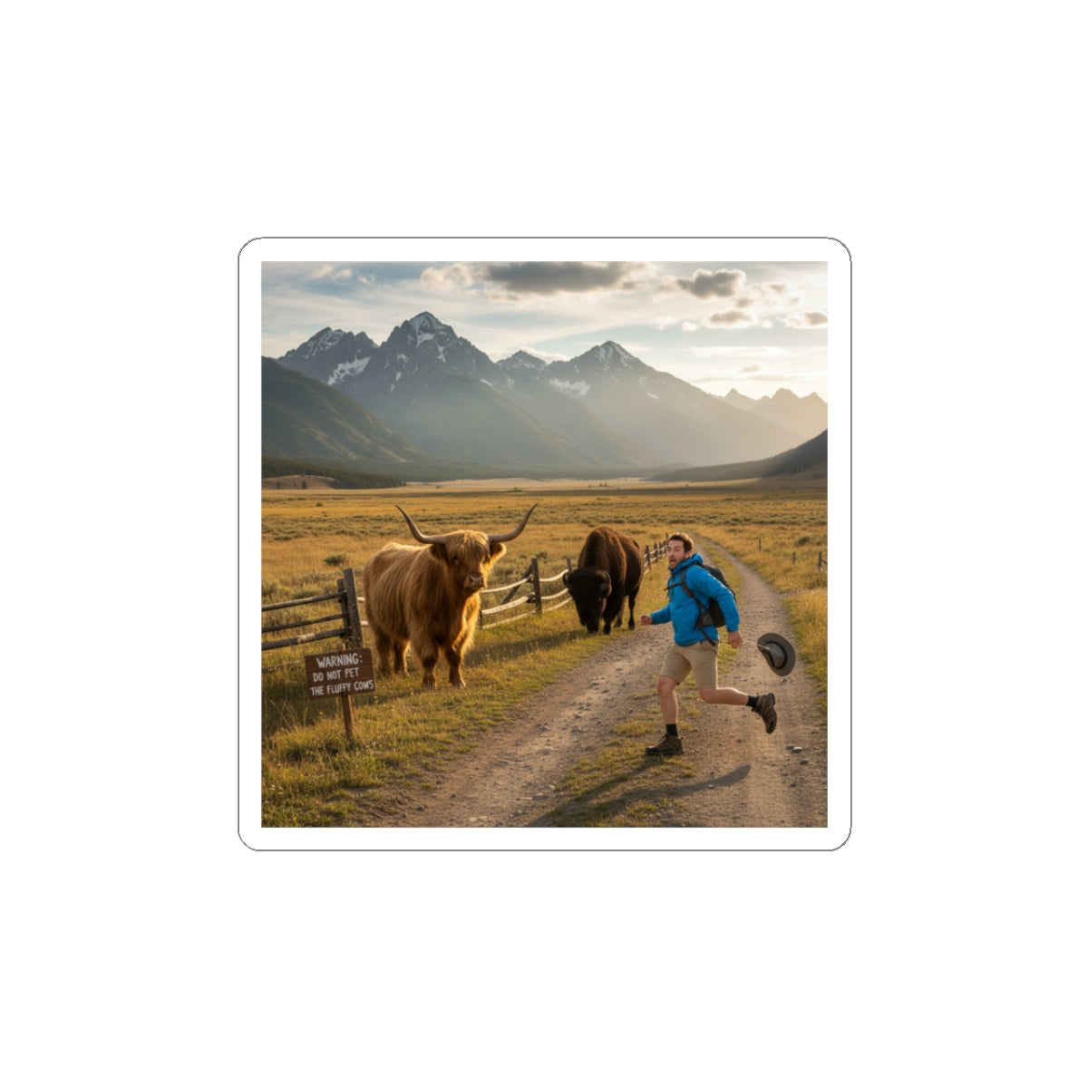 chased by buffalo | Cute Sarcasm, Soft Humor Decal