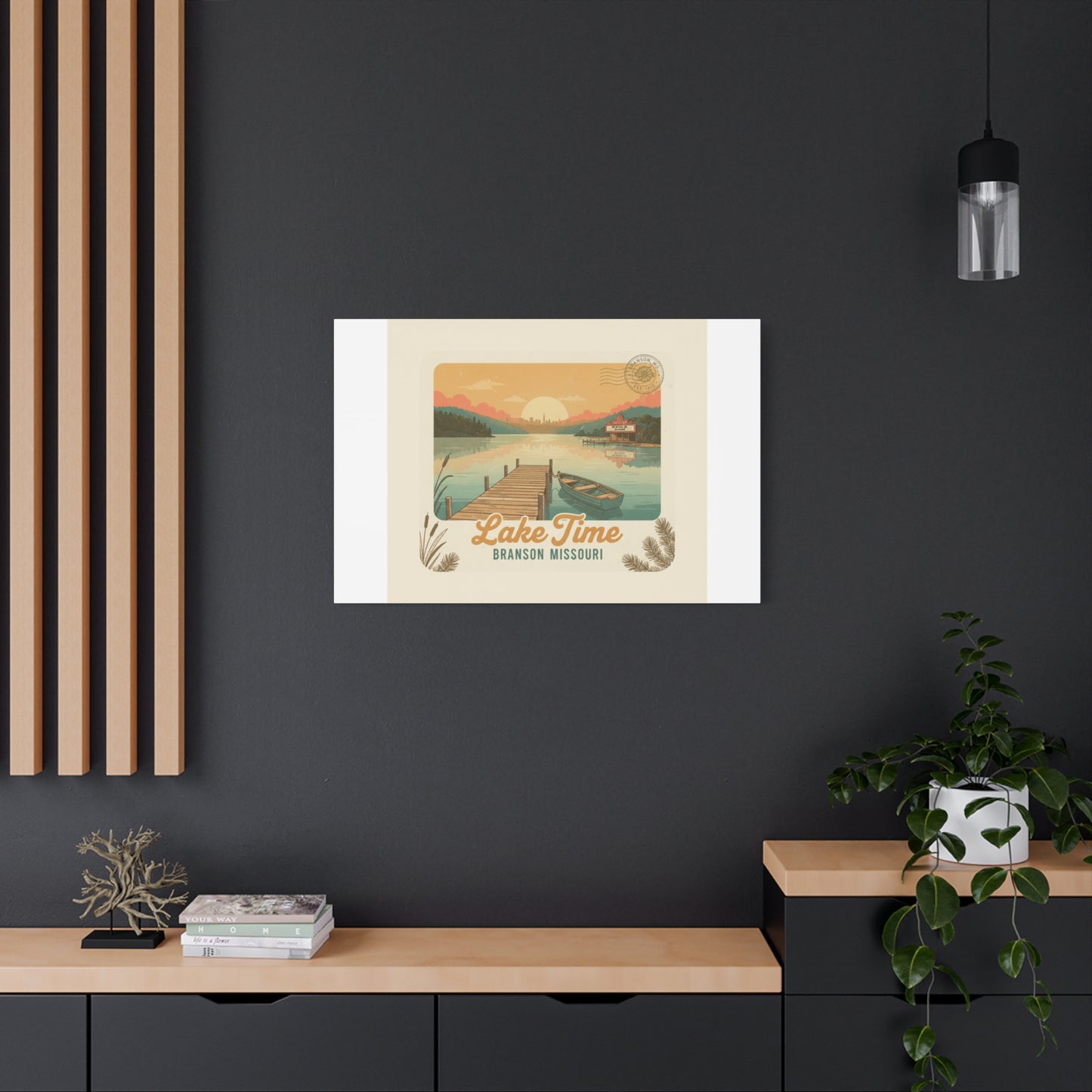 Vintage Postcard Canvas Lake Time Print