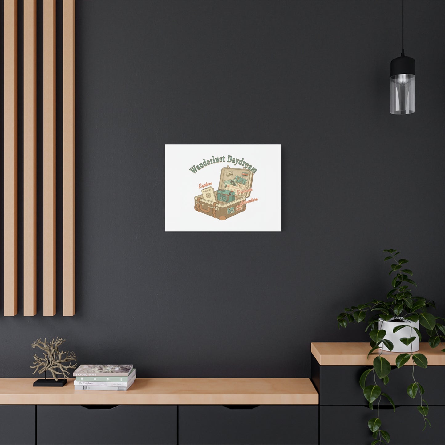 Wanderlust Daydream Travel Postcard Canvas | Retro Travel Stamp Decor