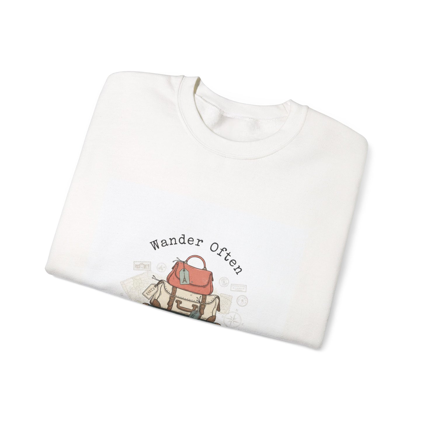 Wander Often vintage luggage stamp Sweatshirt | travel stamps, postcard vintage