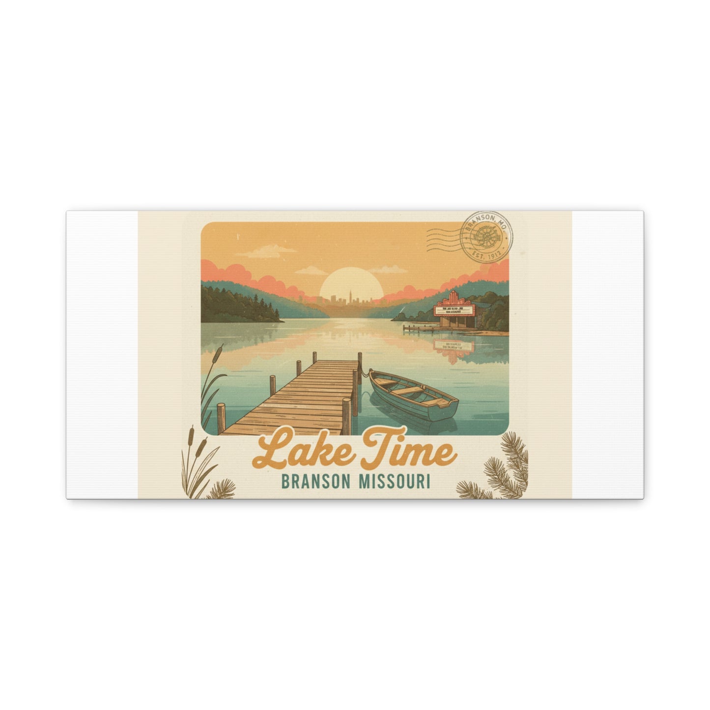 Vintage Postcard Canvas Lake Time Print