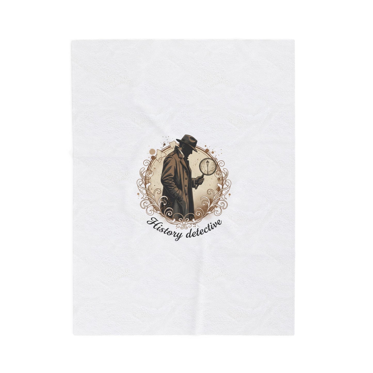 Victorian Detective Illustration Velveteen Plush Blanket | moody botanical, gothic floral