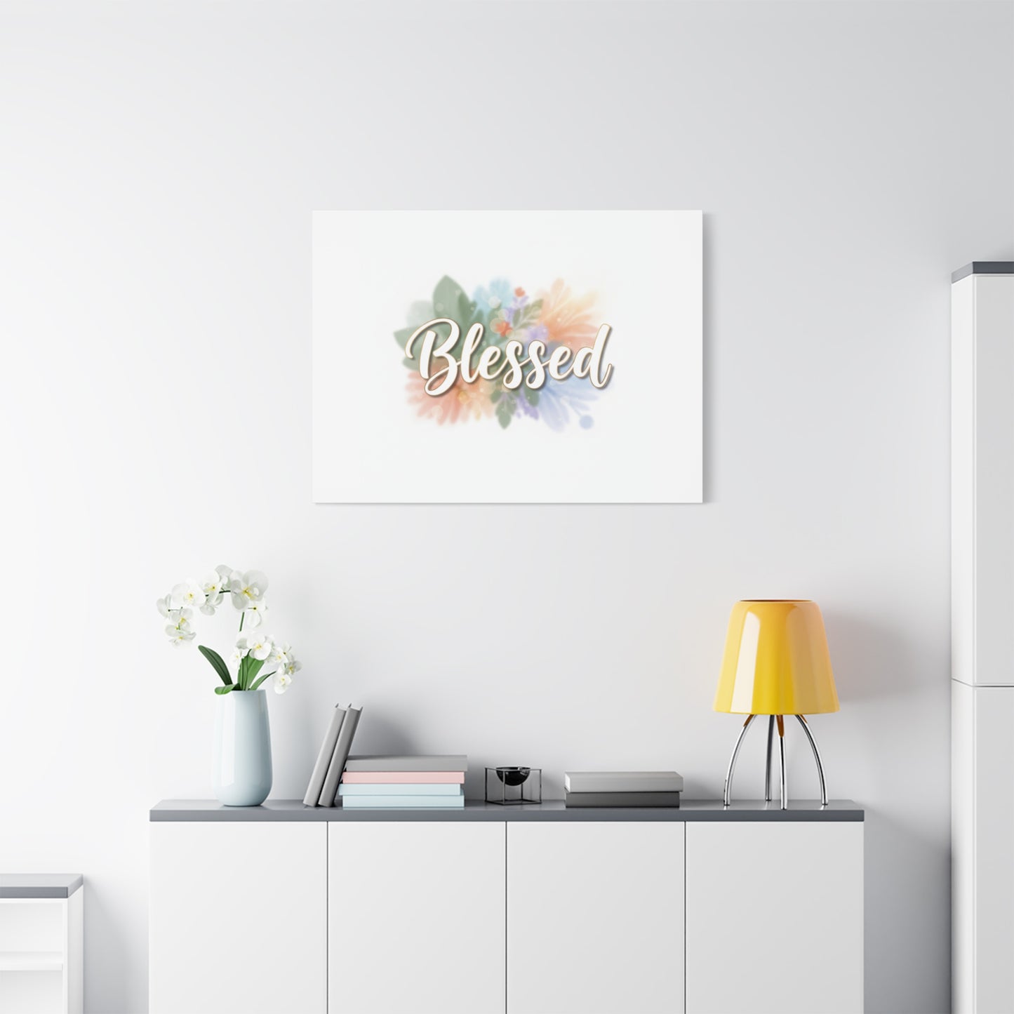 Blessed Floral Script Canvas