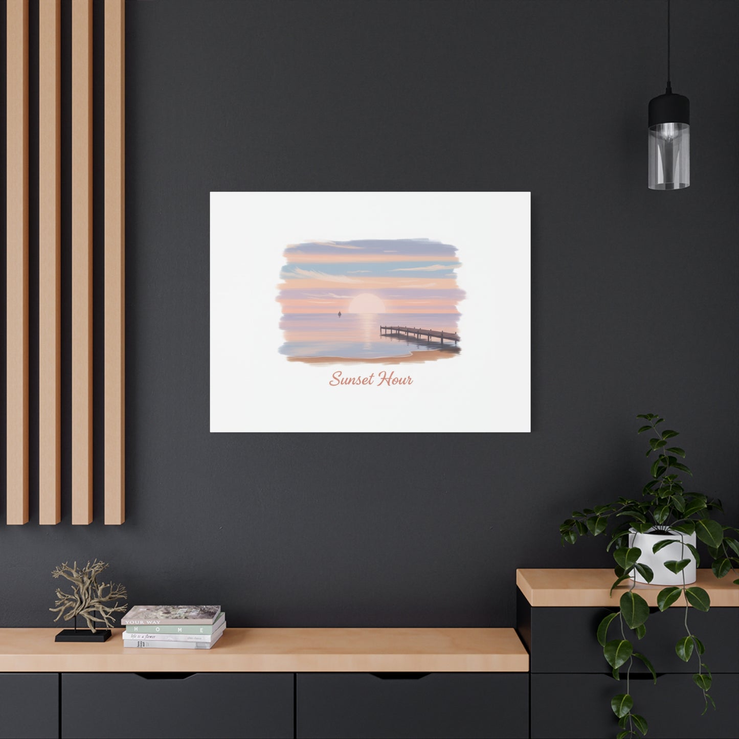 Sunset Hour Canvas, Matte Stretched 1.25" | Minimal Luxe Gold Accent