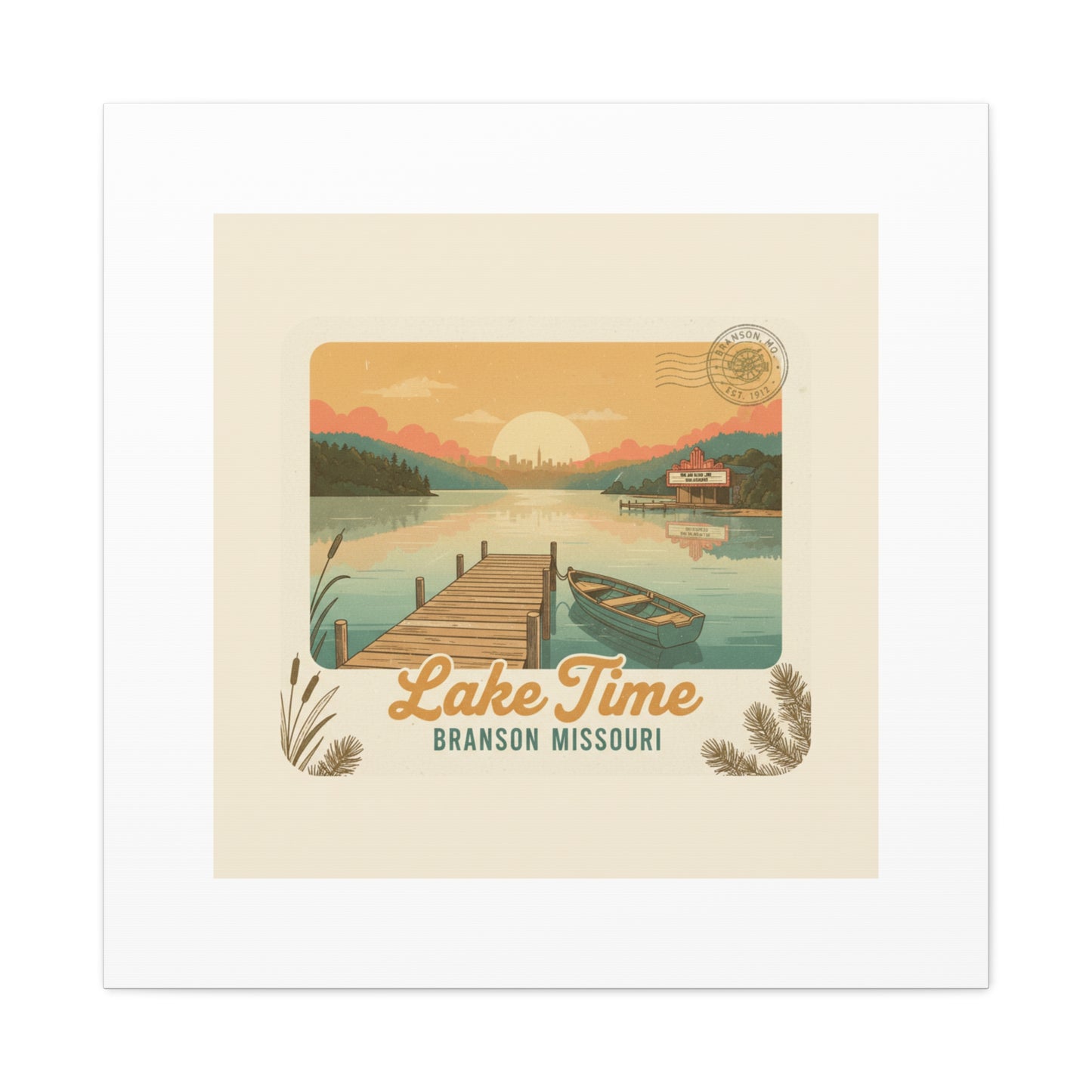 Vintage Postcard Canvas Lake Time Print