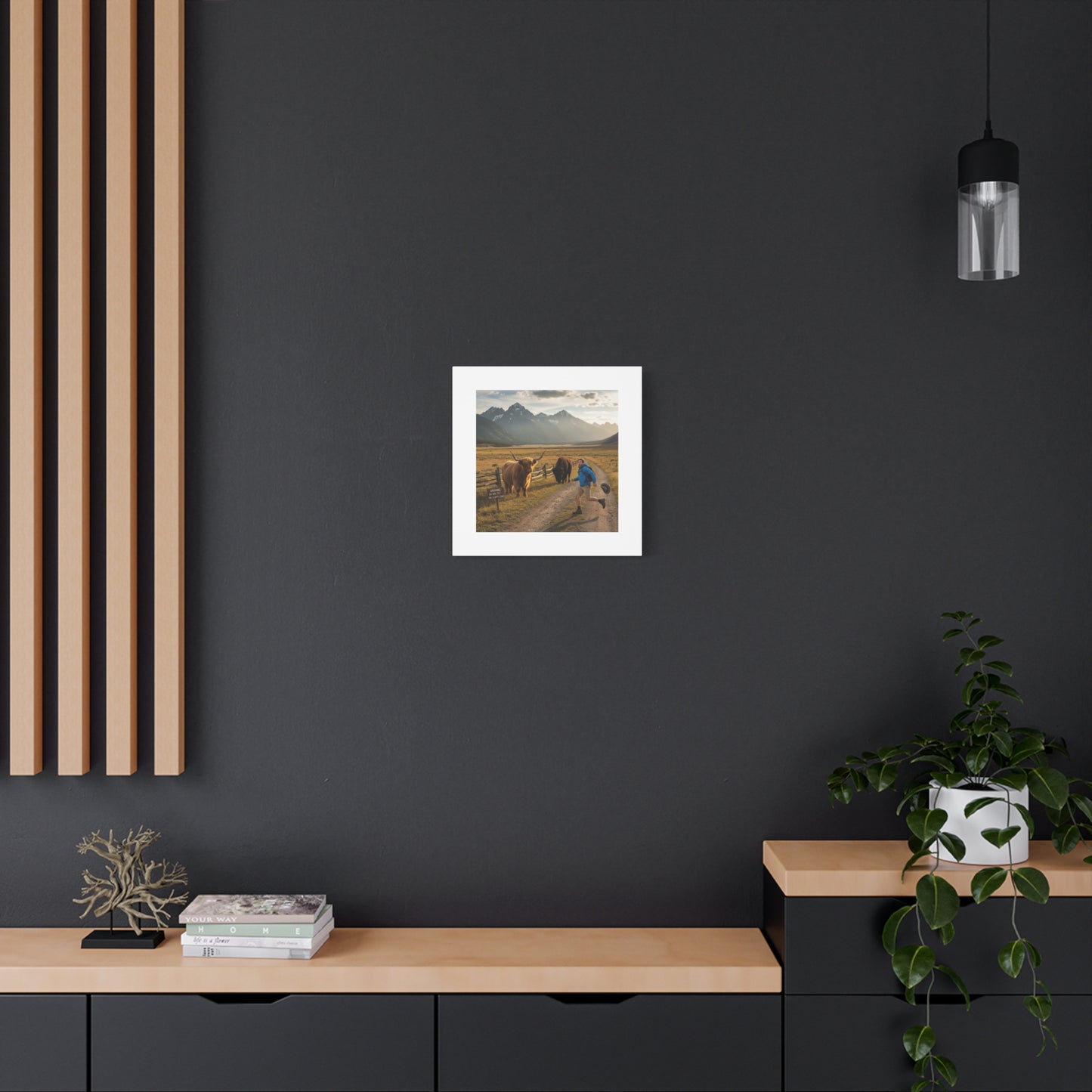 Chased by a Buffalo Canvas | wholesome sarcasm print, soft humor wall art