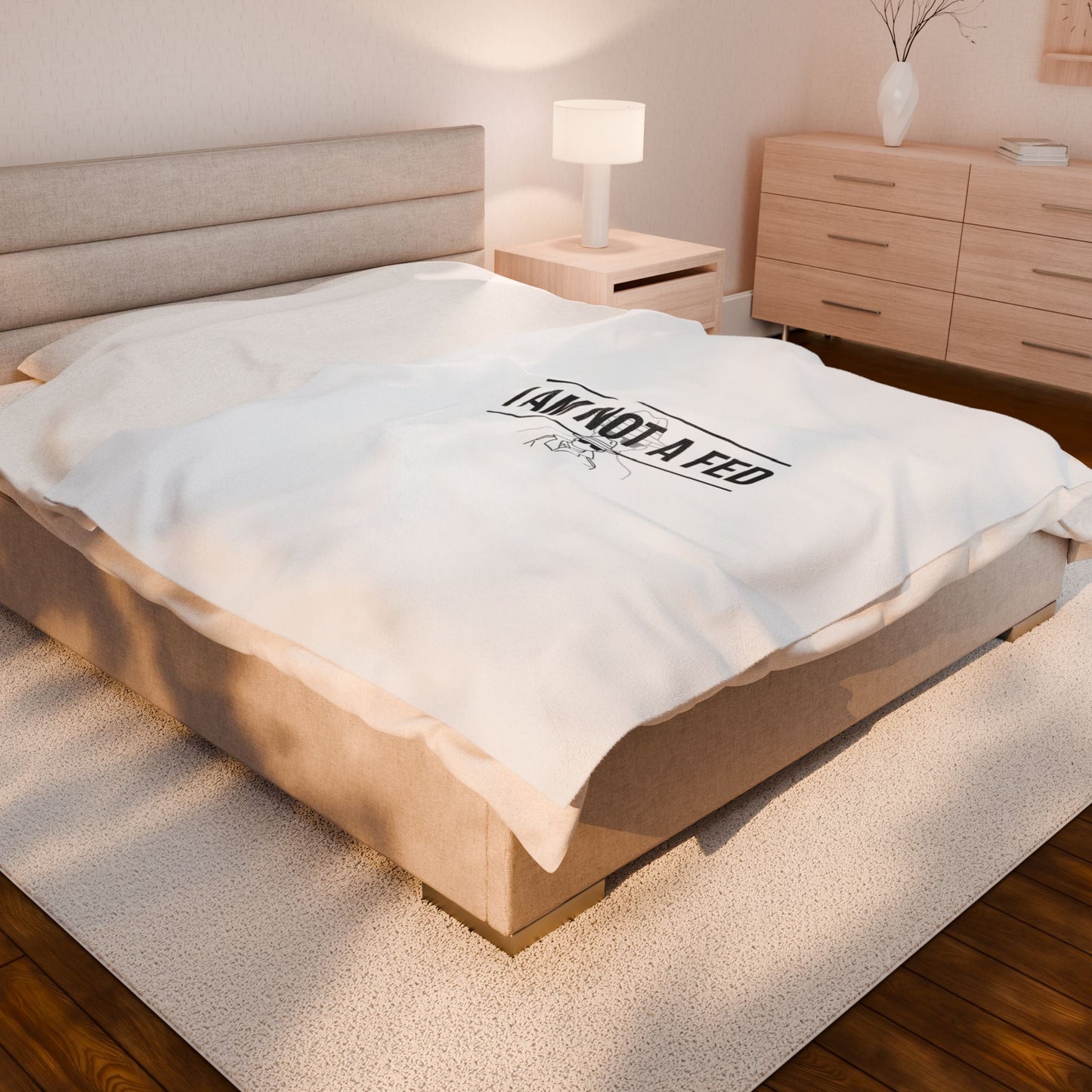 I Am Not A Fed Velveteen Blanket | Sarcastic Introvert Humor, Minimal Text