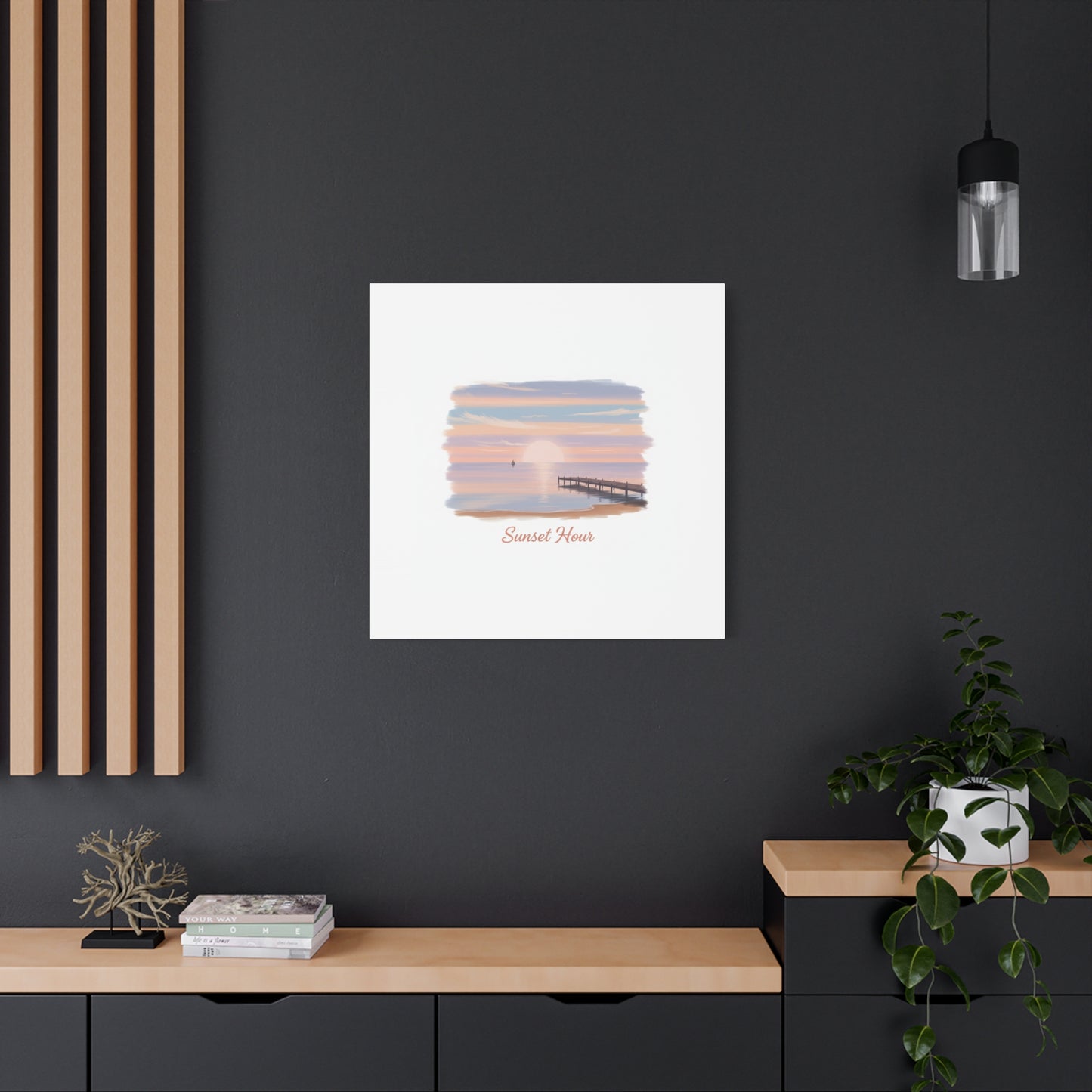 Sunset Hour Canvas, Matte Stretched 1.25" | Minimal Luxe Gold Accent