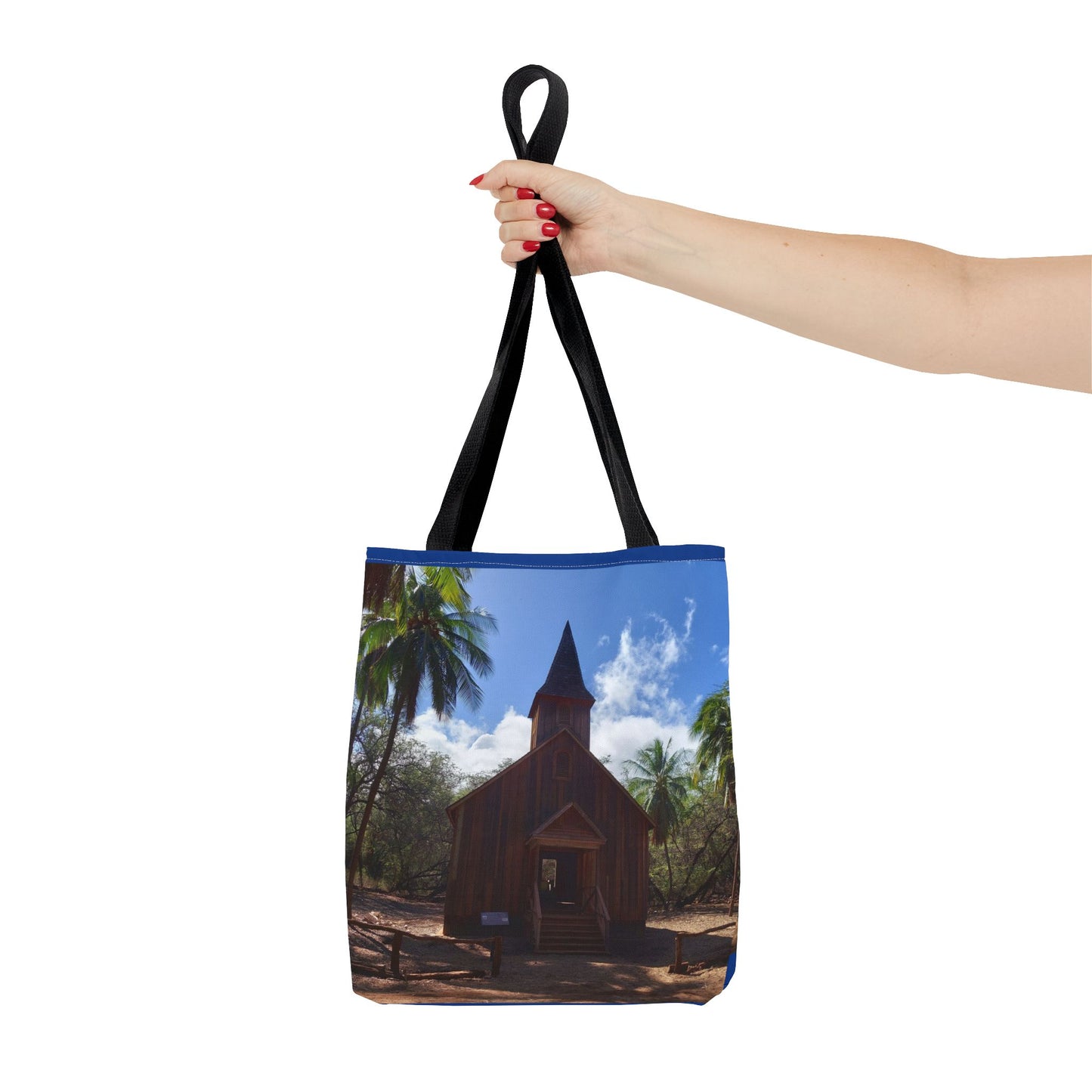 Rustic Chapel Photo Tote Bag — Tropical Island Church AOP