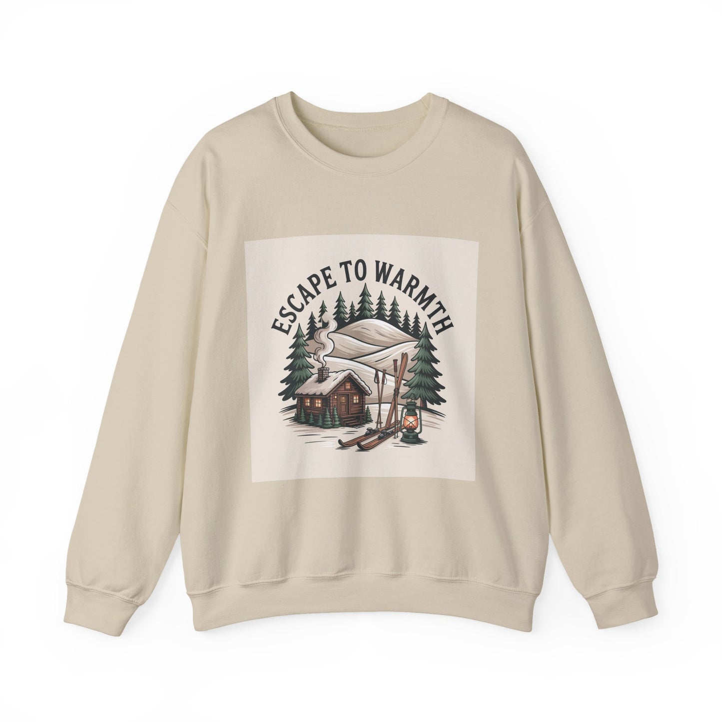 Escape to Warmth Cabin Vibes Sweatshirt | mountain silhouette, pine tree sweatshirt