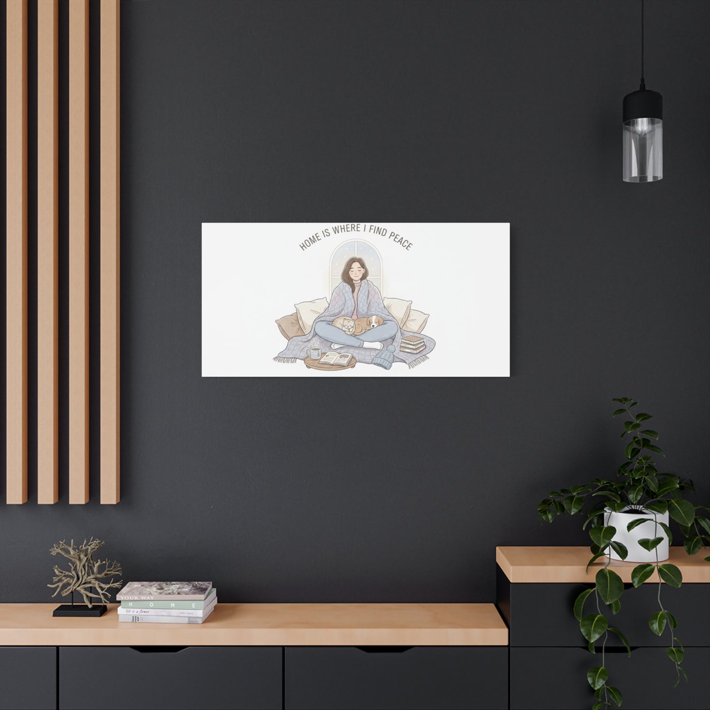 Home Is Where I Find Peace Canvas | Cozy Homebody Wall Art, Introvert Winter