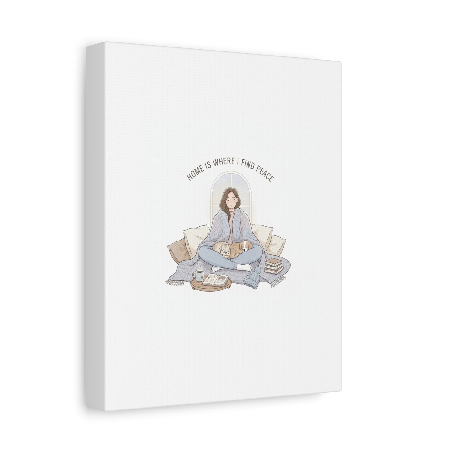 Home Is Where I Find Peace Canvas | Cozy Homebody Wall Art, Introvert Winter