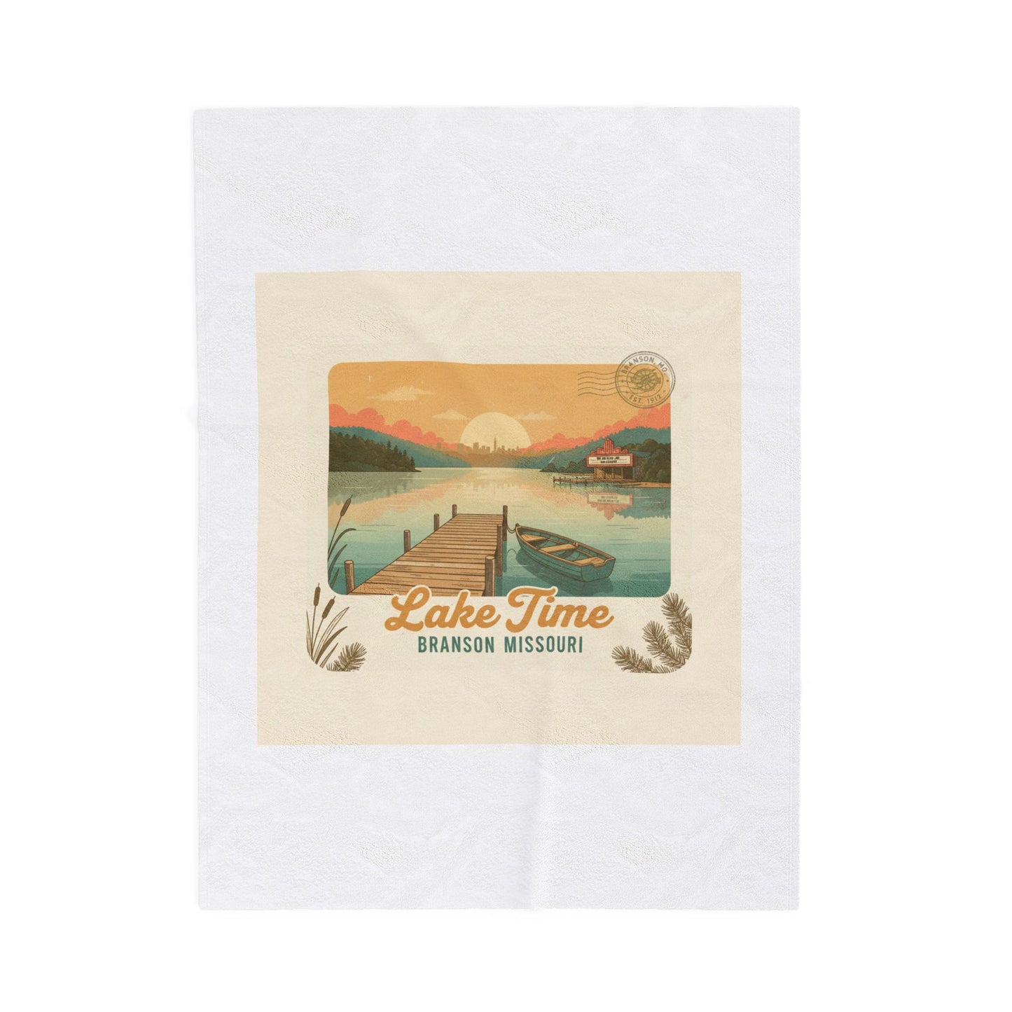 Lake Time Branson Missouri Velveteen Plush Blanket