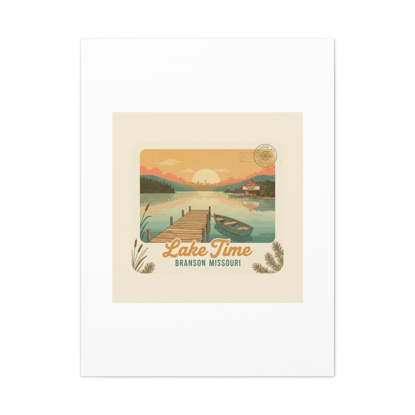 Vintage Postcard Canvas Lake Time Print