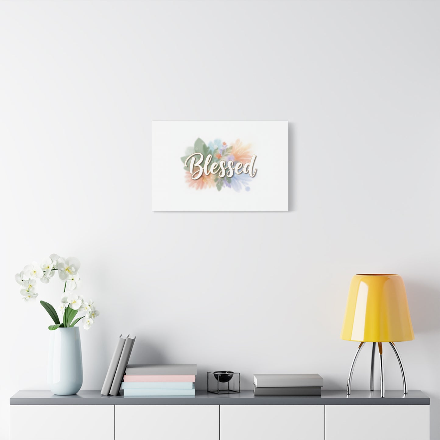 Blessed Floral Script Canvas