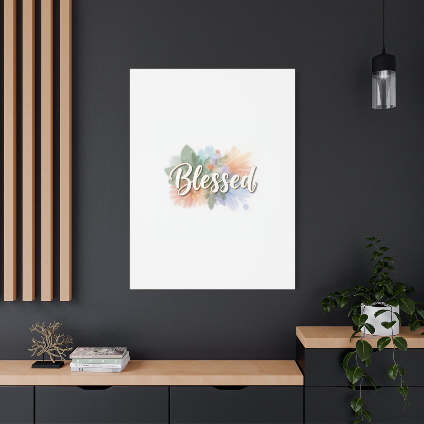 Blessed Floral Script Canvas