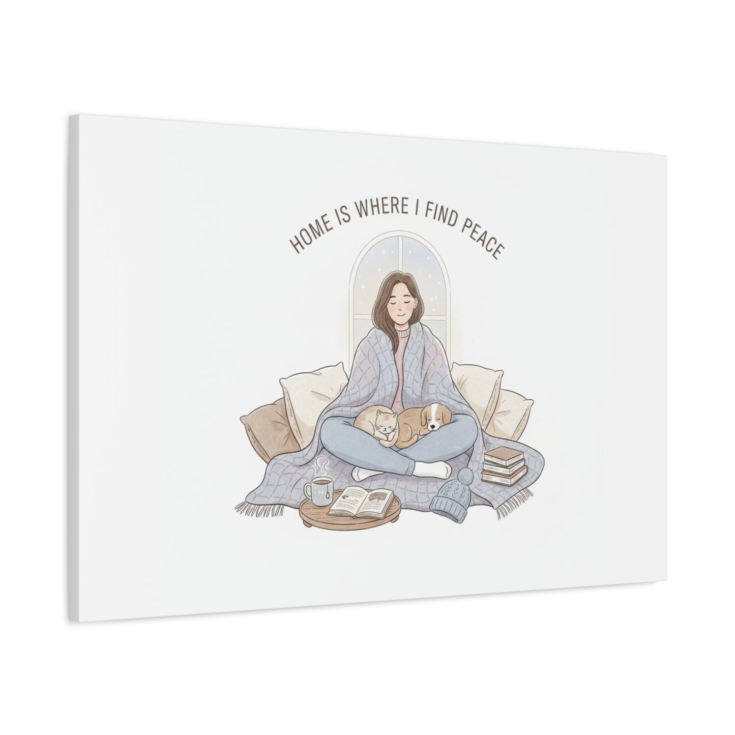 Home Is Where I Find Peace Canvas | Cozy Homebody Wall Art, Introvert Winter