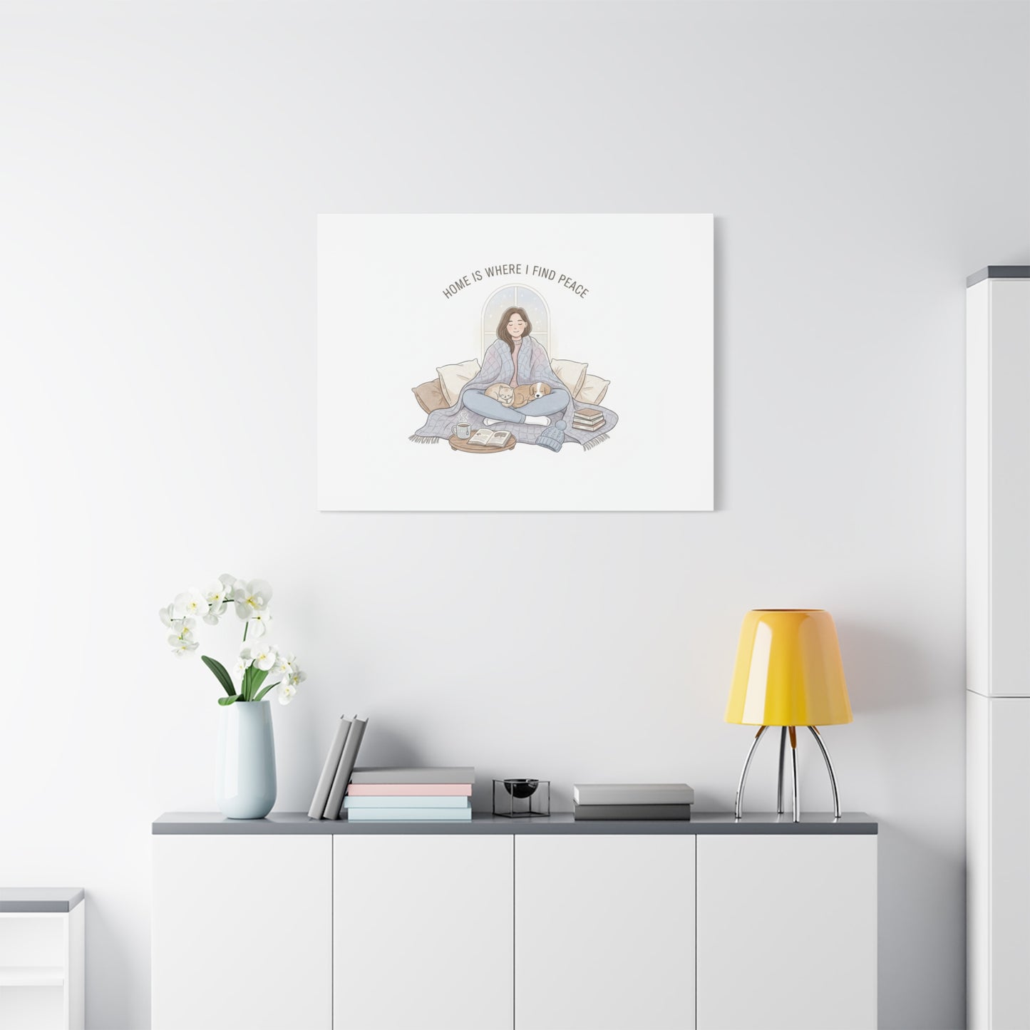 Home Is Where I Find Peace Canvas | Cozy Homebody Wall Art, Introvert Winter