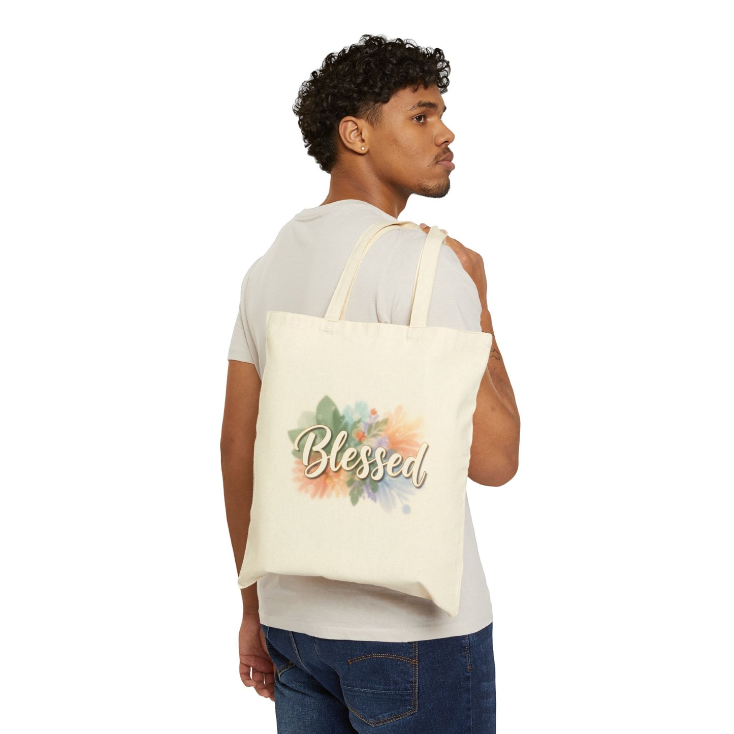 Blessed floral script Tote