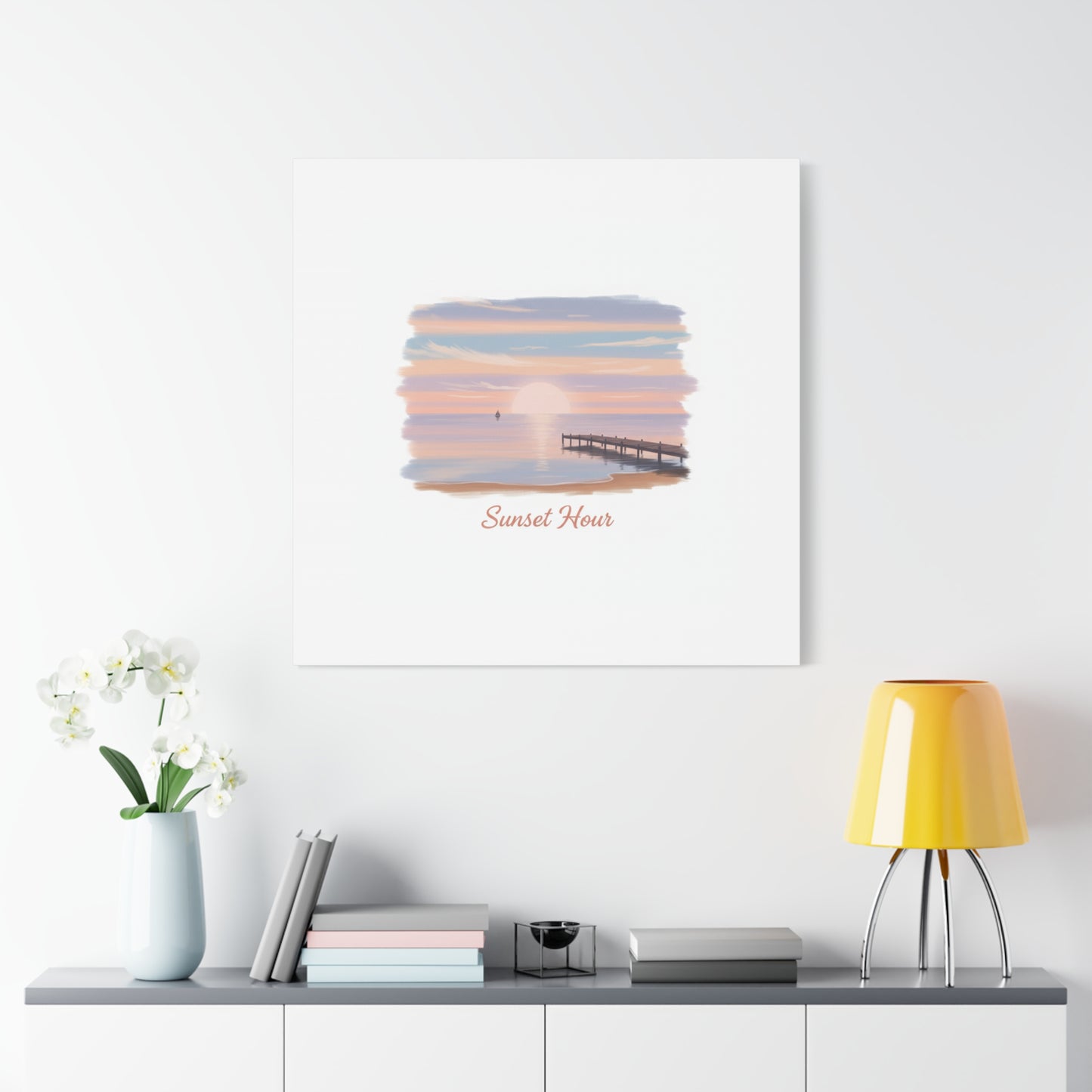 Sunset Hour Canvas, Matte Stretched 1.25" | Minimal Luxe Gold Accent