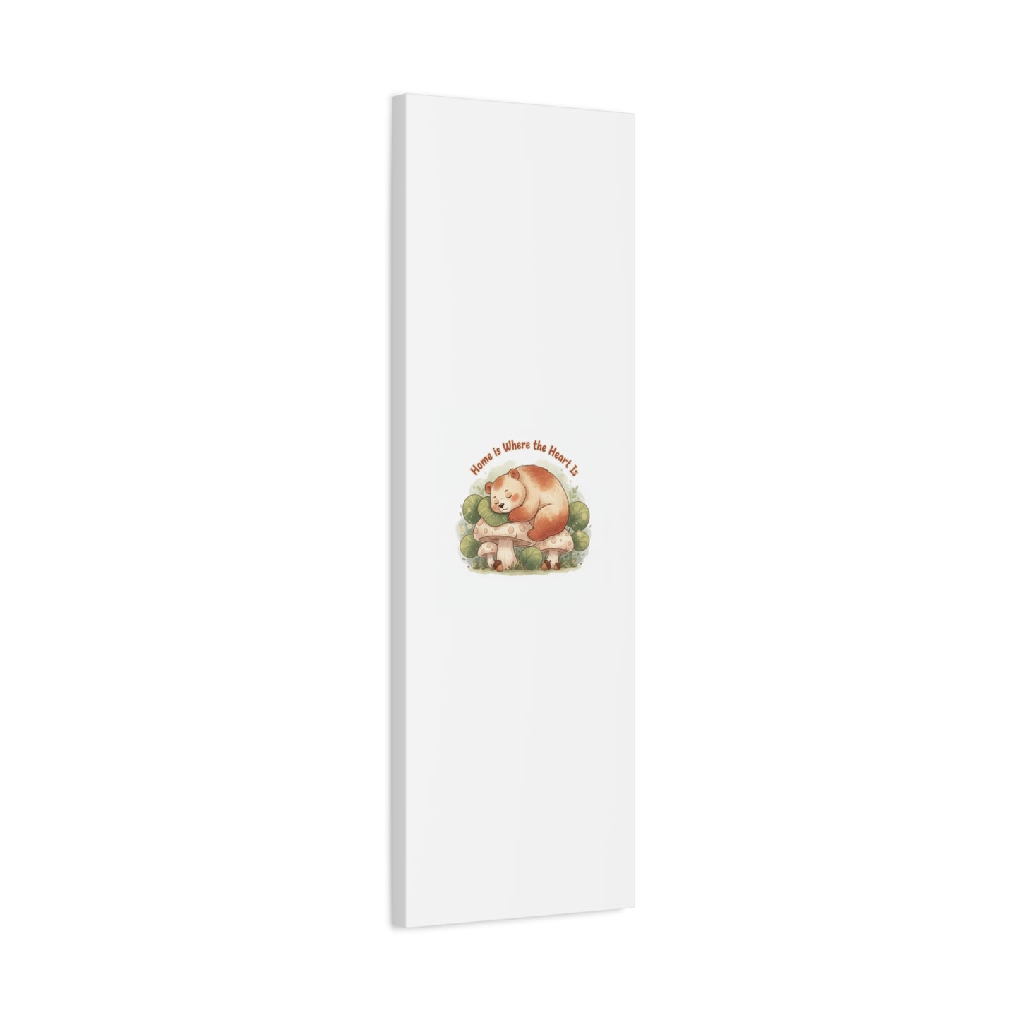 Cozy Sleeping Bear Canvas, winter forest art | cute animal illustration