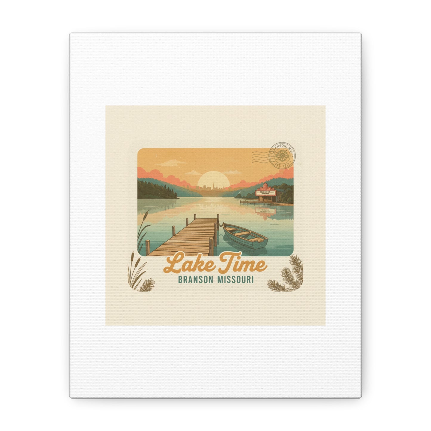 Vintage Postcard Canvas Lake Time Print