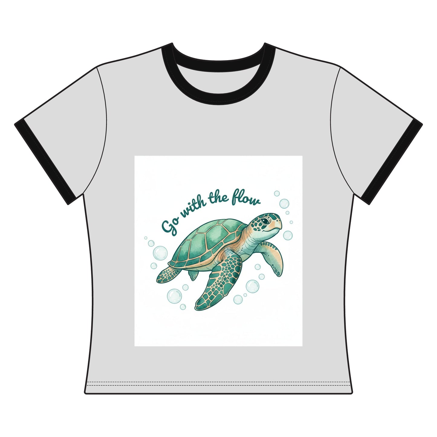 Go With the Flow Sea Turtle Ringer Tee