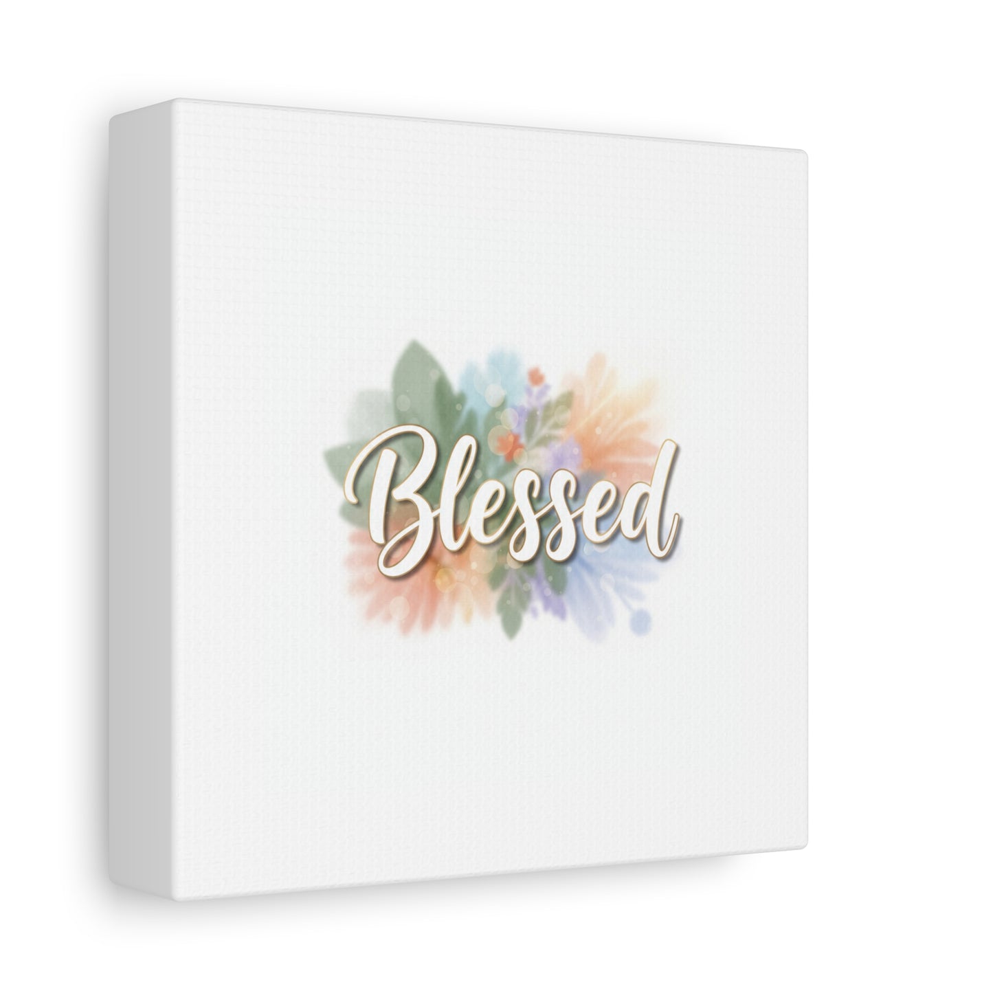 Blessed Floral Script Canvas