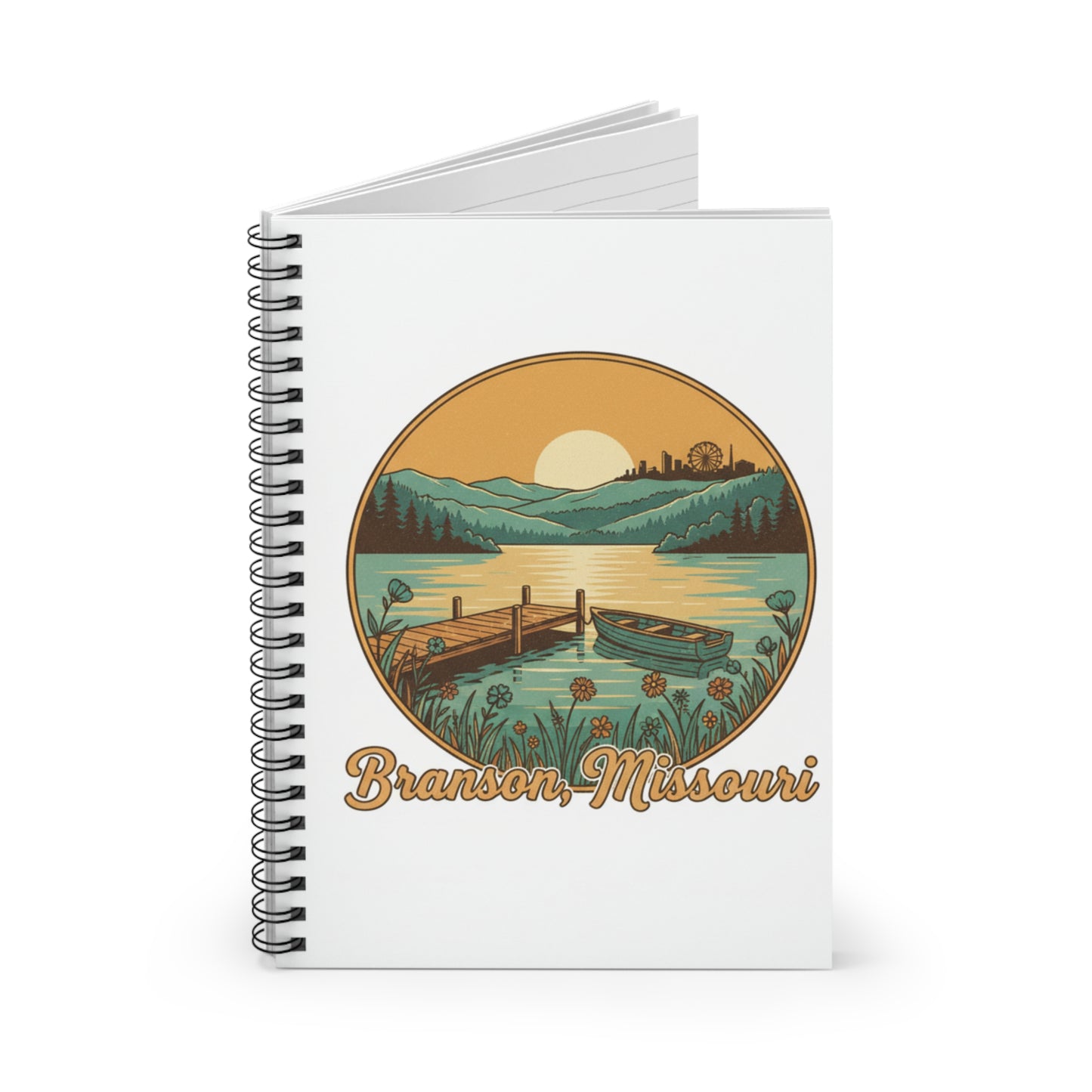 Branson, Missouri Lakeside Spiral Notebook — Scenic Dock Sunset Journal (Ruled)