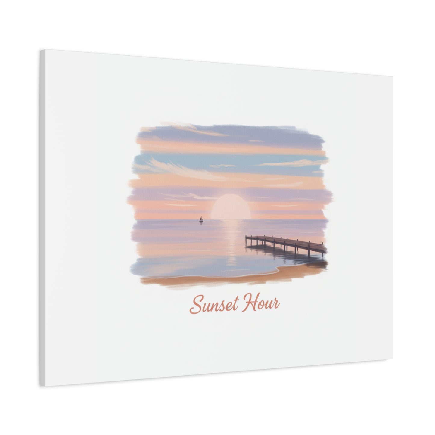 Sunset Hour Canvas, Matte Stretched 1.25" | Minimal Luxe Gold Accent