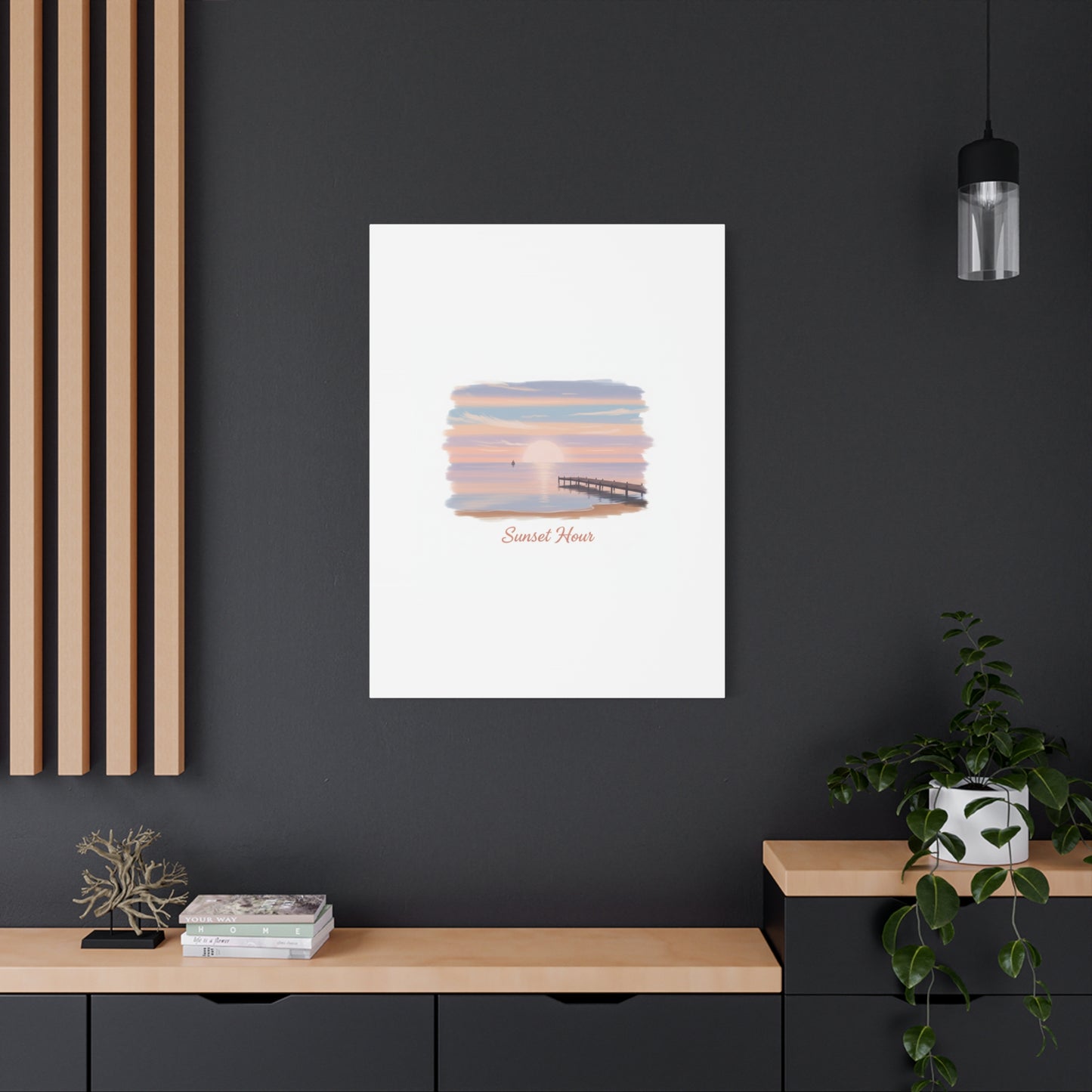 Sunset Hour Canvas, Matte Stretched 1.25" | Minimal Luxe Gold Accent
