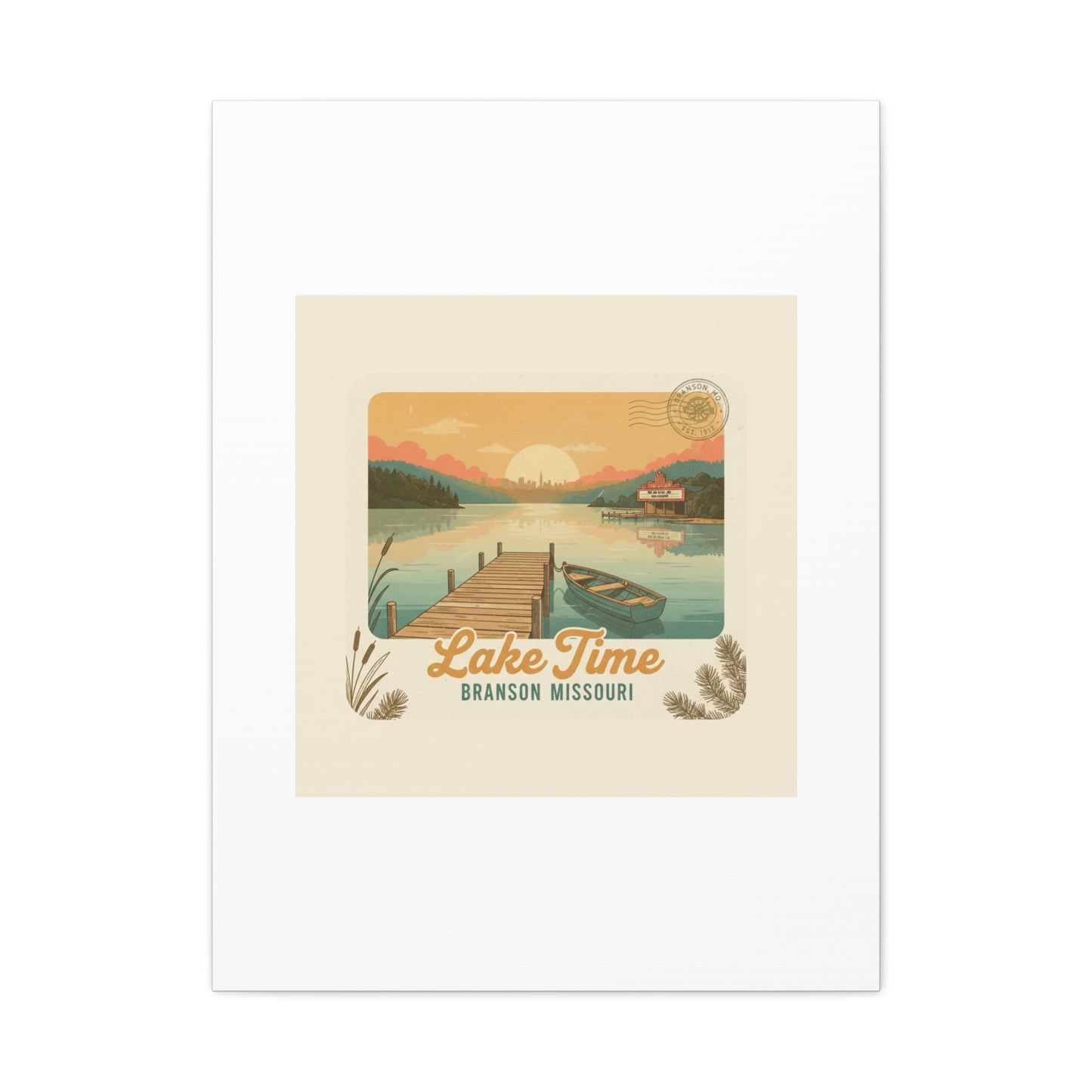 Vintage Postcard Canvas Lake Time Print