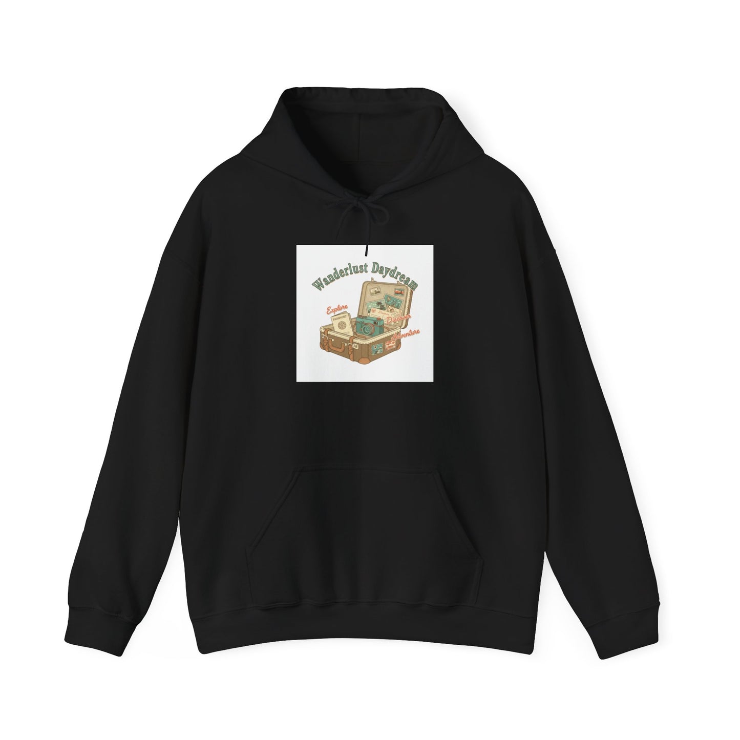 Wanderlust Postage Hoodie | vintage passport stamp, postcard travel vibes