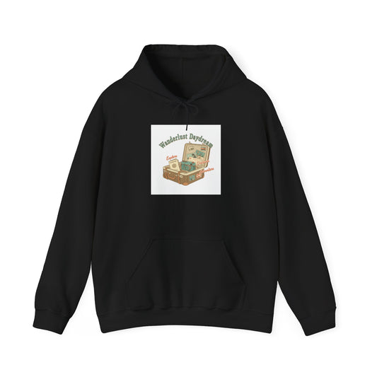 Wanderlust Postage Hoodie | vintage passport stamp, postcard travel vibes