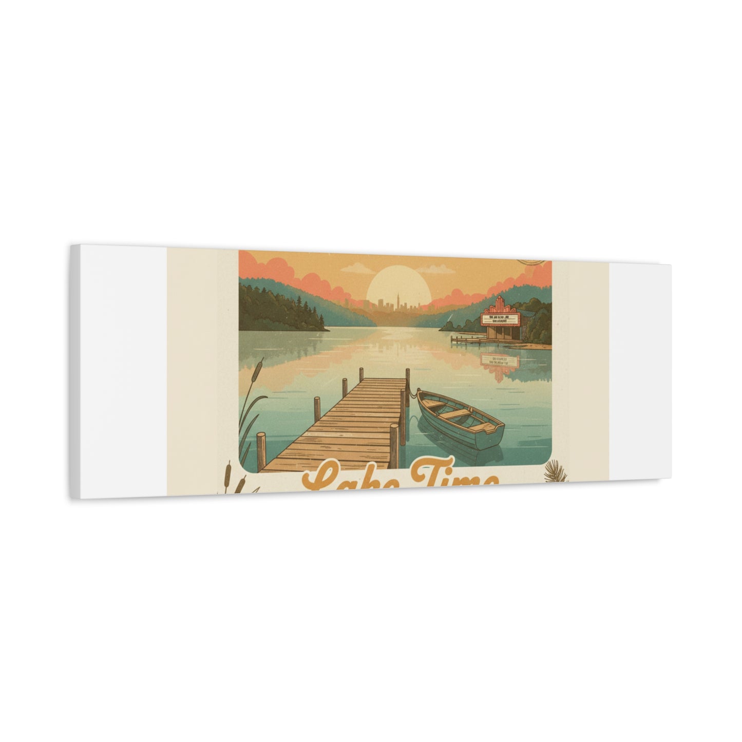 Vintage Postcard Canvas Lake Time Print