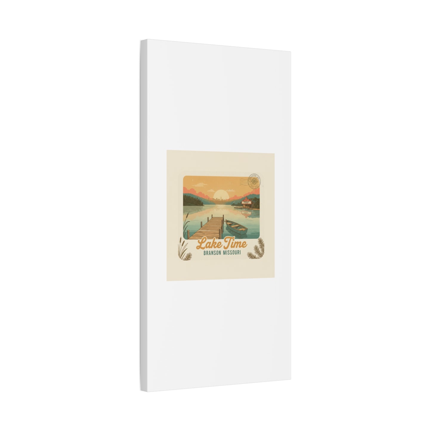 Vintage Postcard Canvas Lake Time Print