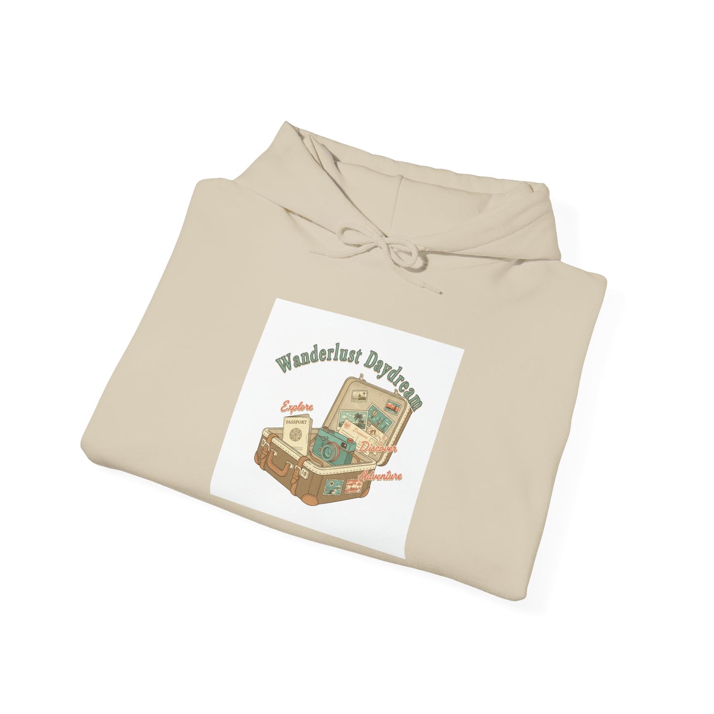 Wanderlust Postage Hoodie | vintage passport stamp, postcard travel vibes